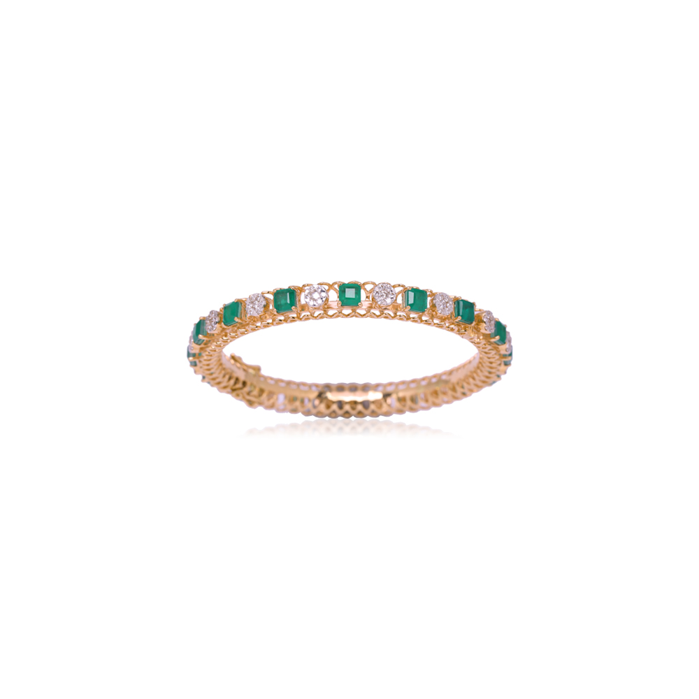 Emerald Studded Diamond Bangle Emerald Studded Diamond Bangle