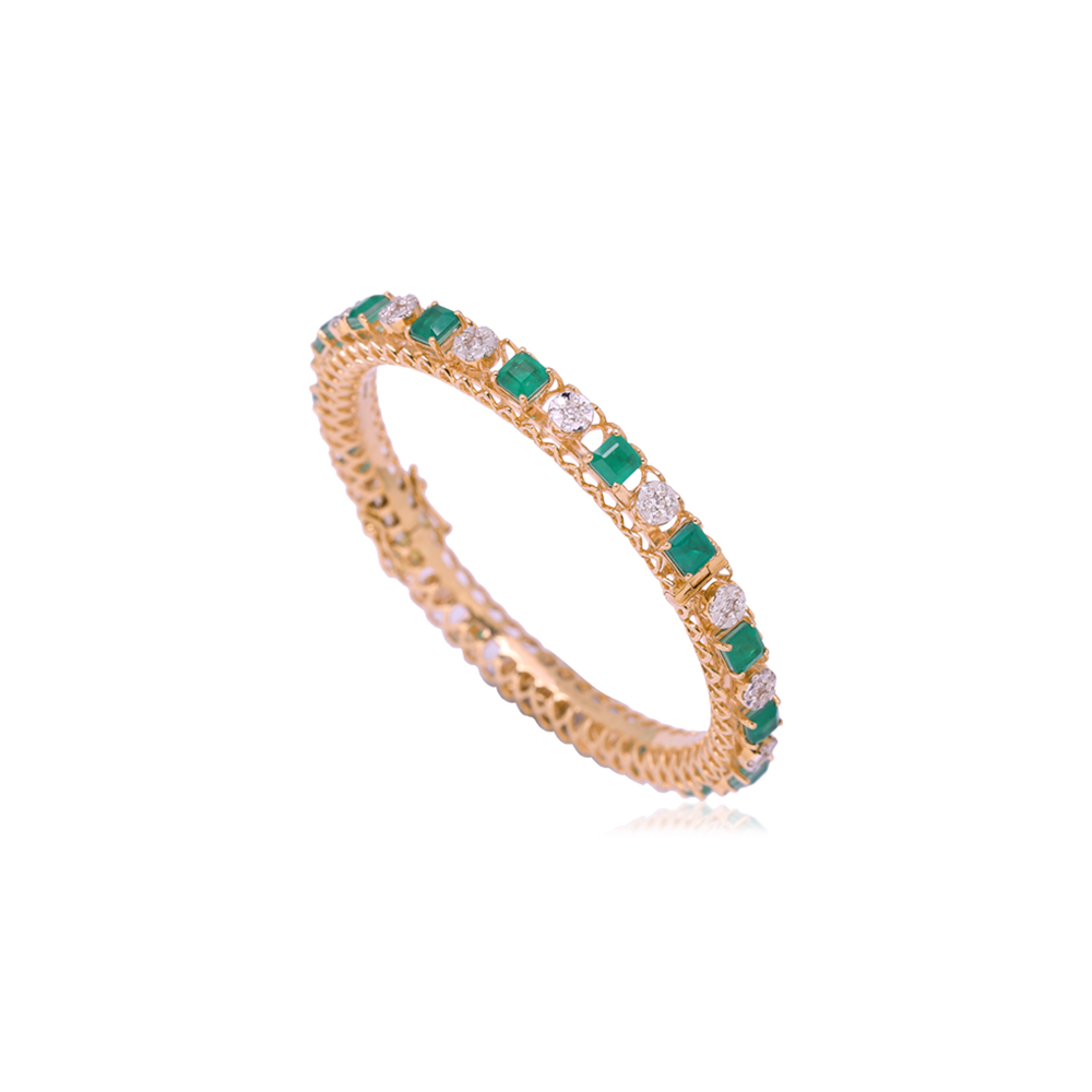 Emerald Studded Diamond Bangle Emerald Studded Diamond Bangle
