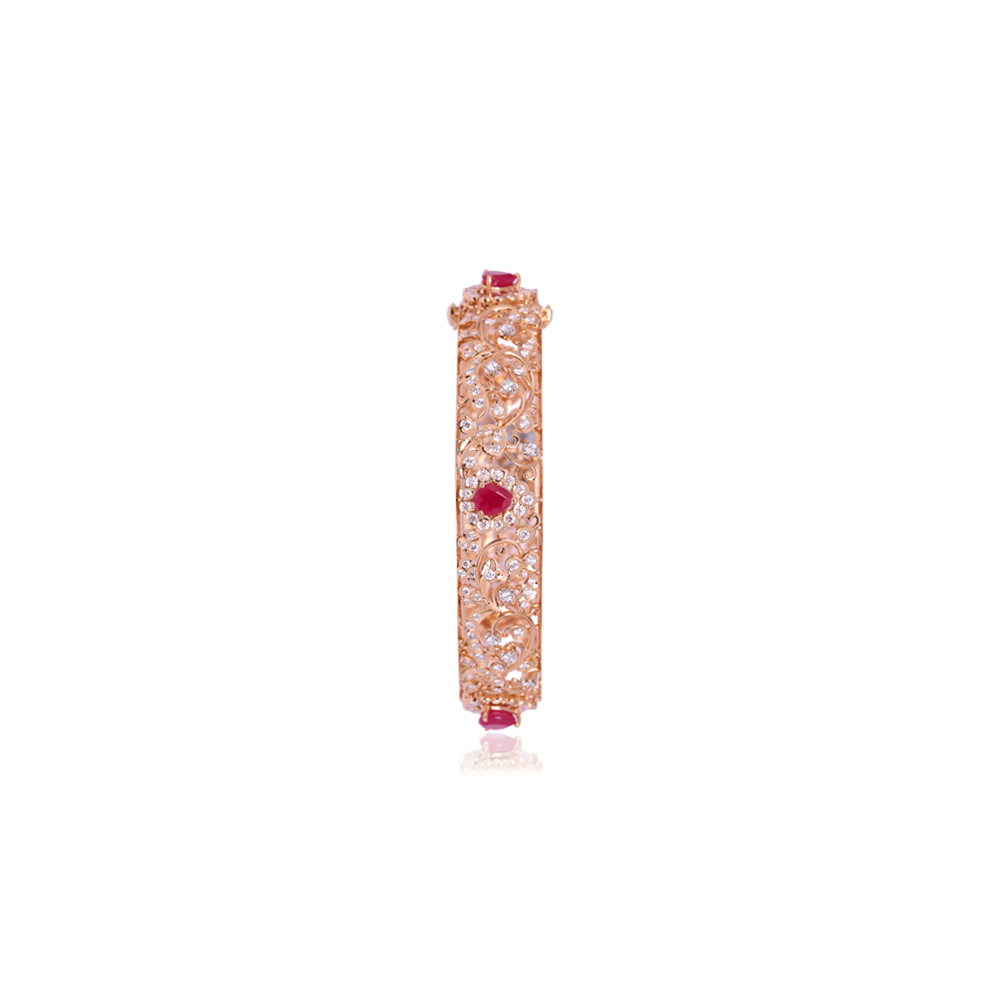 Charming Ruby And Diamond Floral Bangle Charming Ruby And Diamond Floral Bangle