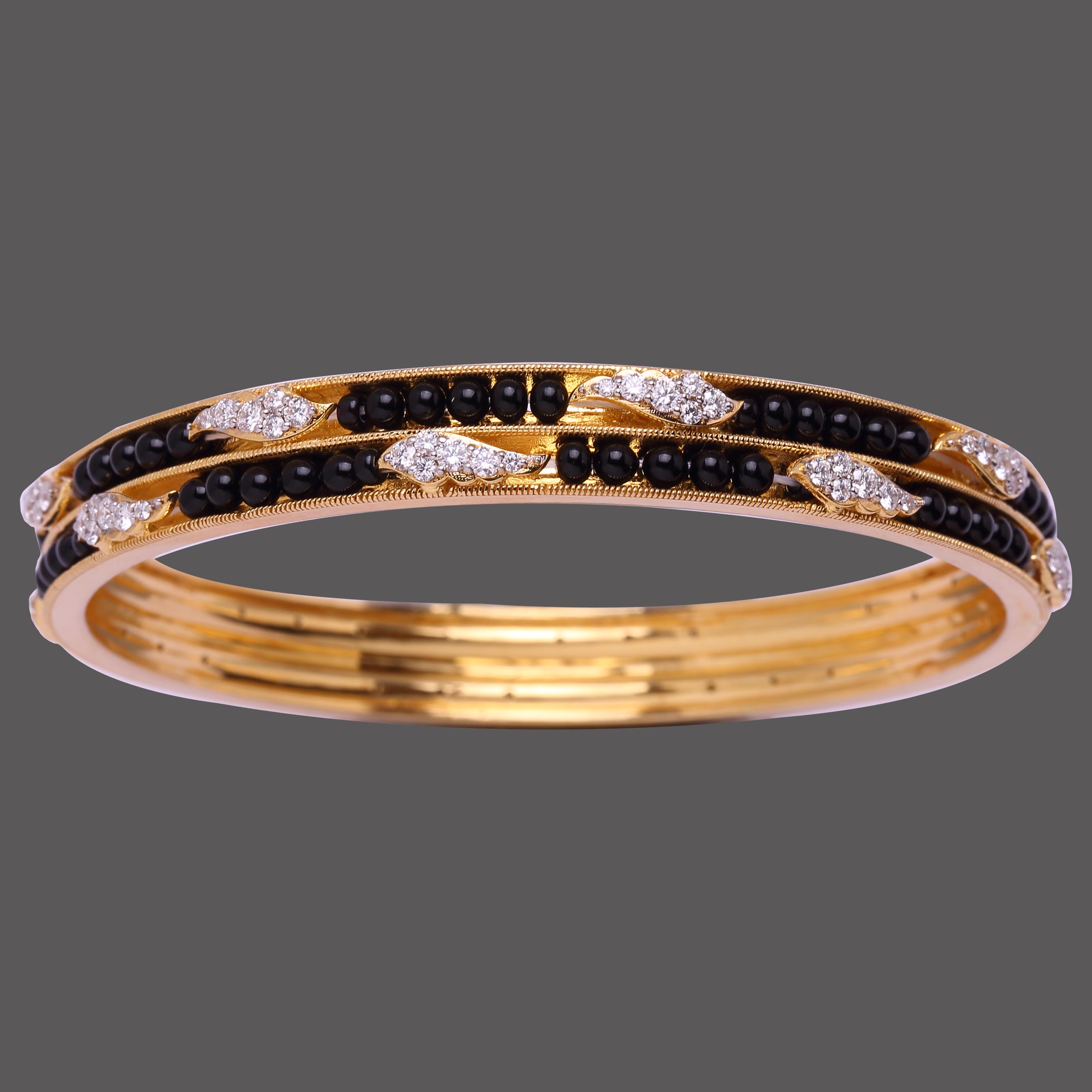 Black Bead Diamond Bangle Black Bead Diamond Bangle