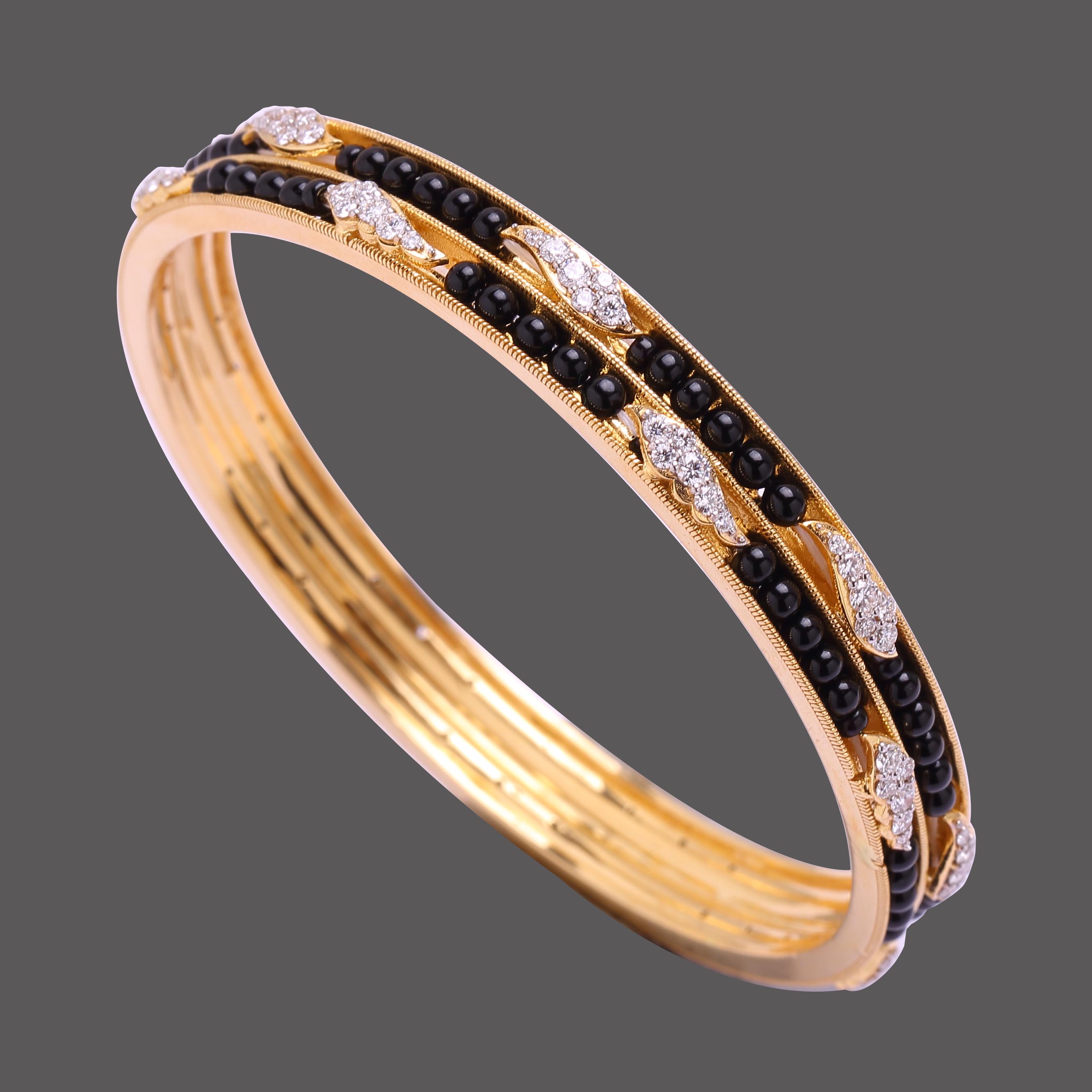 Black Bead Diamond Bangle Black Bead Diamond Bangle