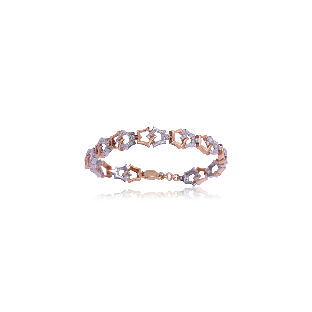 Chain & Charms Diamond Studded Gold Bracelet Chain & Charms Diamond Studded Gold Bracelet