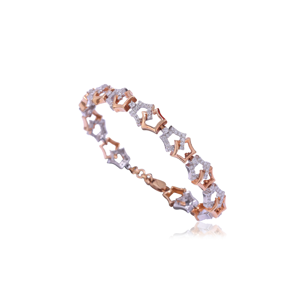 Chain & Charms Diamond Studded Gold Bracelet Chain & Charms Diamond Studded Gold Bracelet