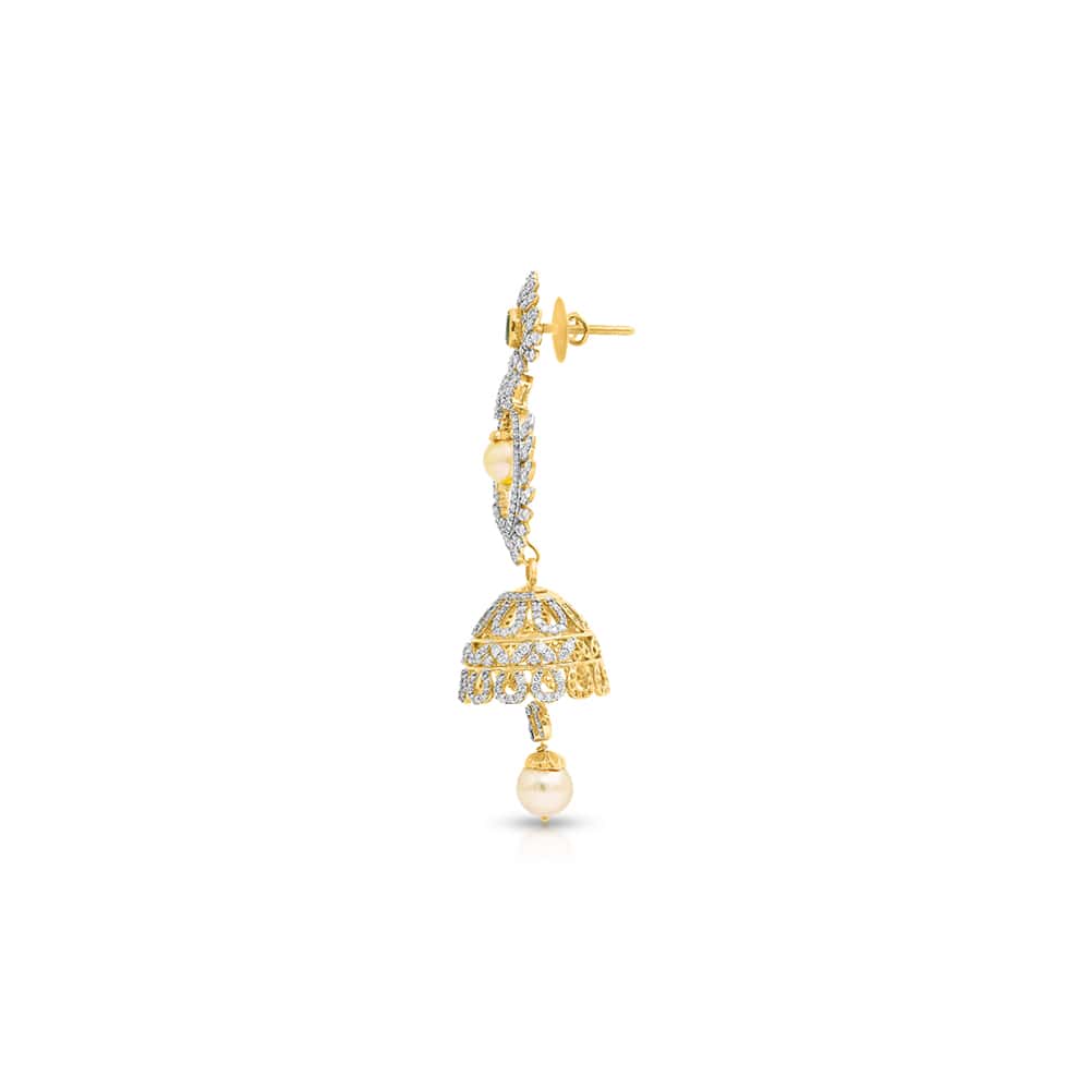 Emerald & Pearl Diamond Studded Earrings Emerald & Pearl Diamond Studded Earrings