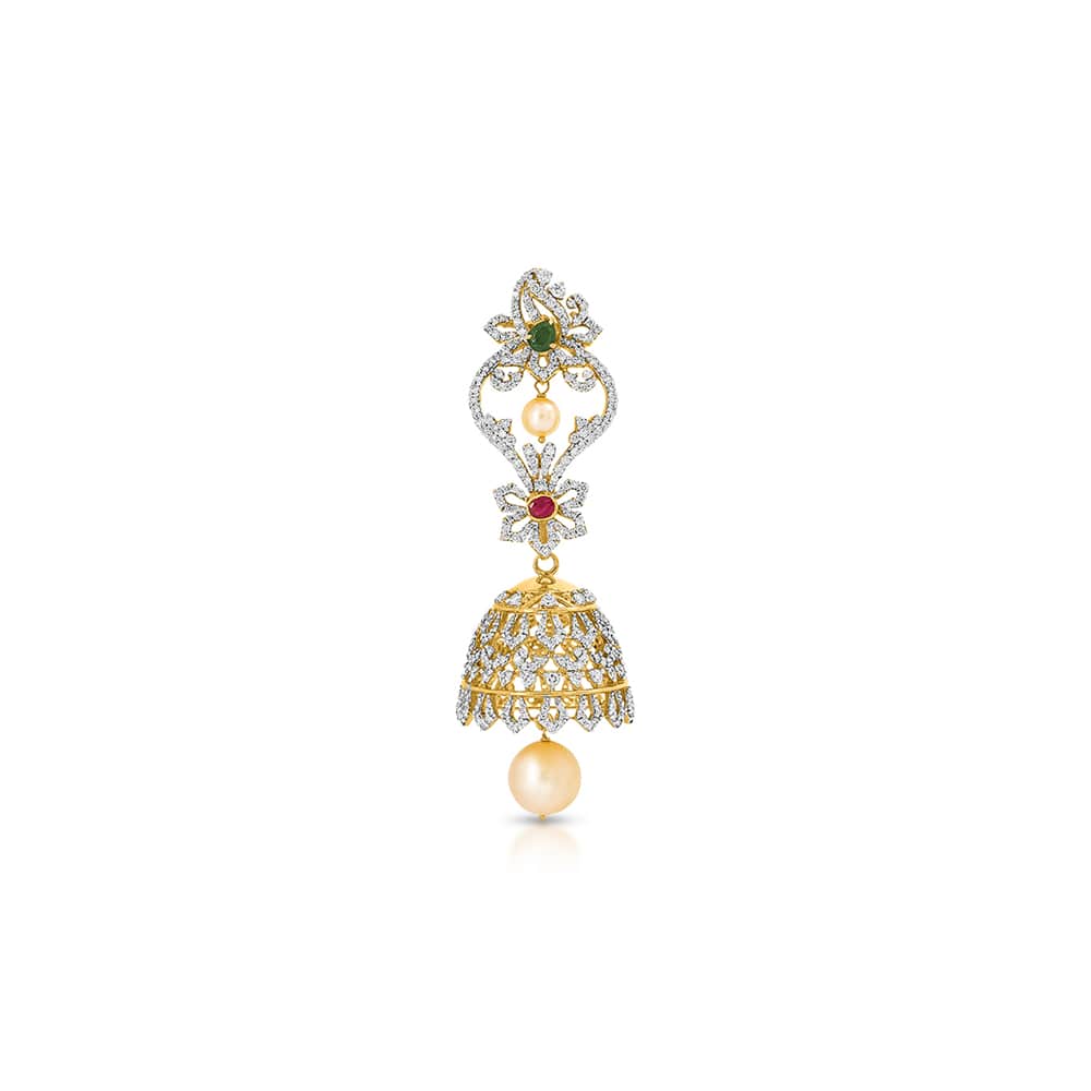 Vivid Emerald and Rubies Diamond Jhumkas Vivid Emerald and Rubies Diamond Jhumkas