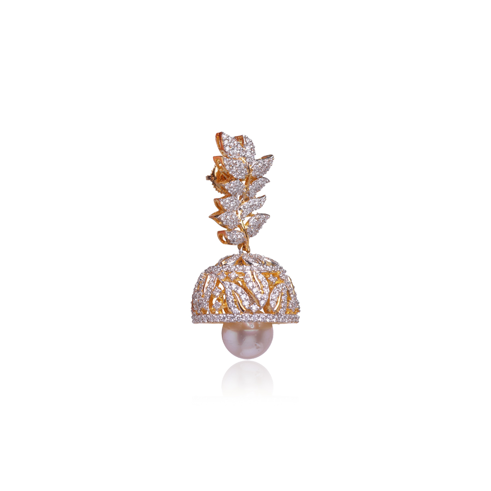 Marvellous Diamond & Pearl Studded Jhumkas Marvellous Diamond & Pearl Studded Jhumkas