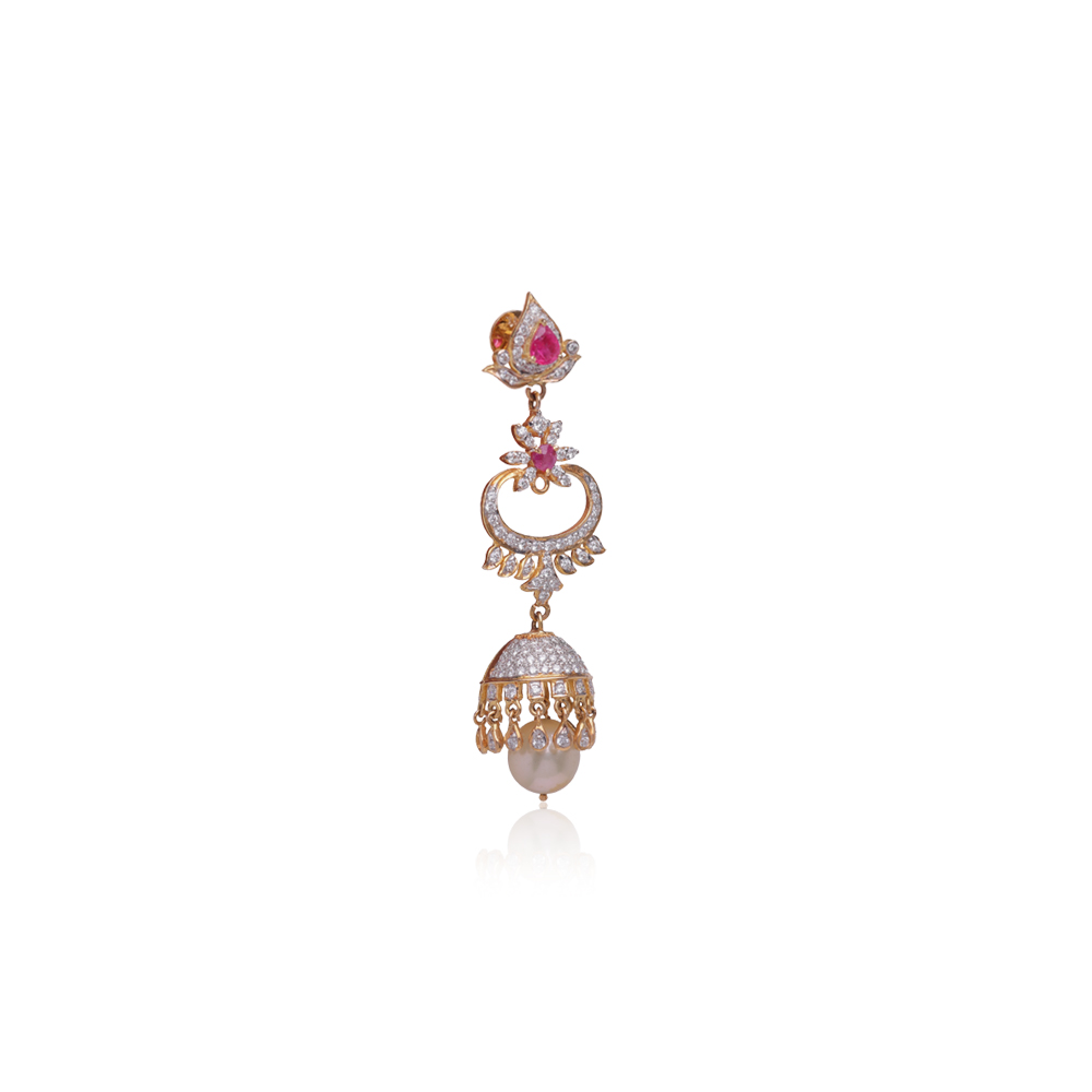 Dianty Rubies & Diamond Studded Jhumkas Dianty Rubies & Diamond Studded Jhumkas