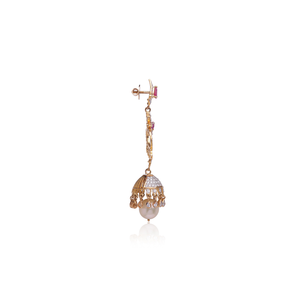 Dianty Rubies & Diamond Studded Jhumkas Dianty Rubies & Diamond Studded Jhumkas