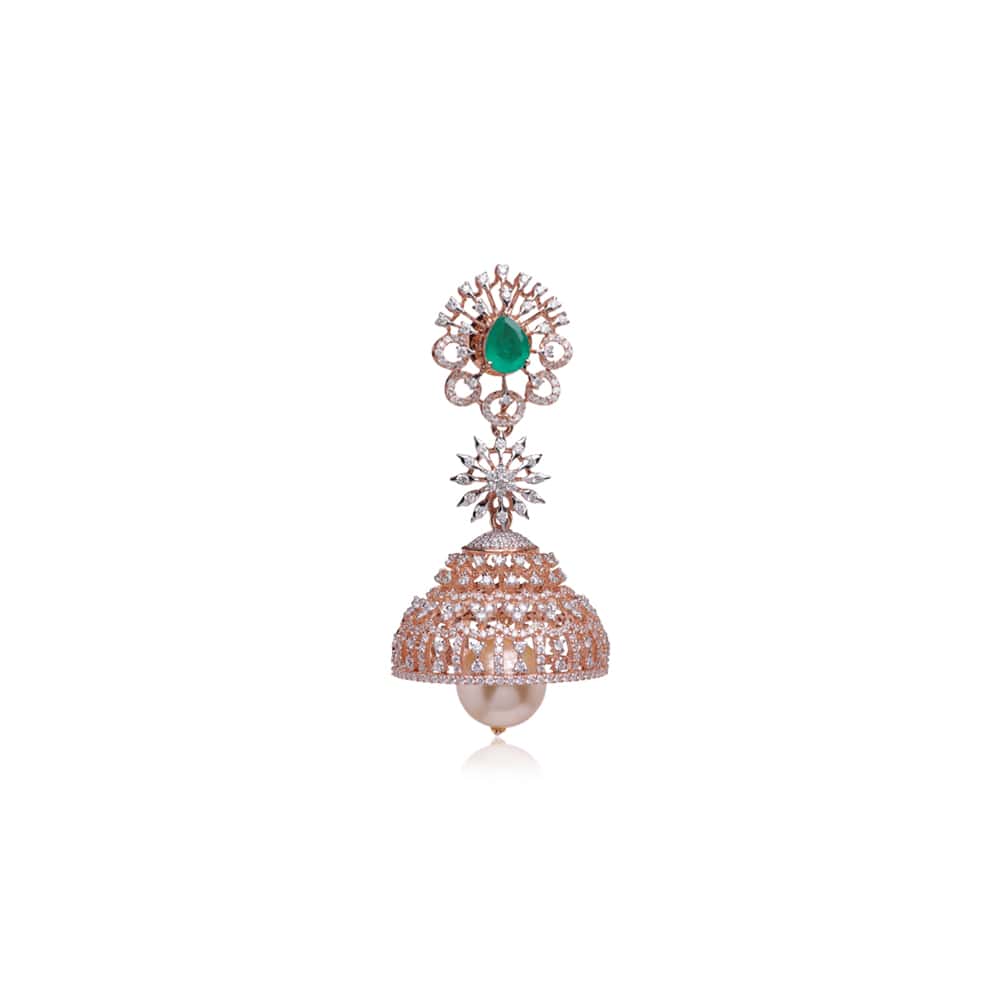 Lattice Diamond & Emerald Jhumkas Lattice Diamond & Emerald Jhumkas