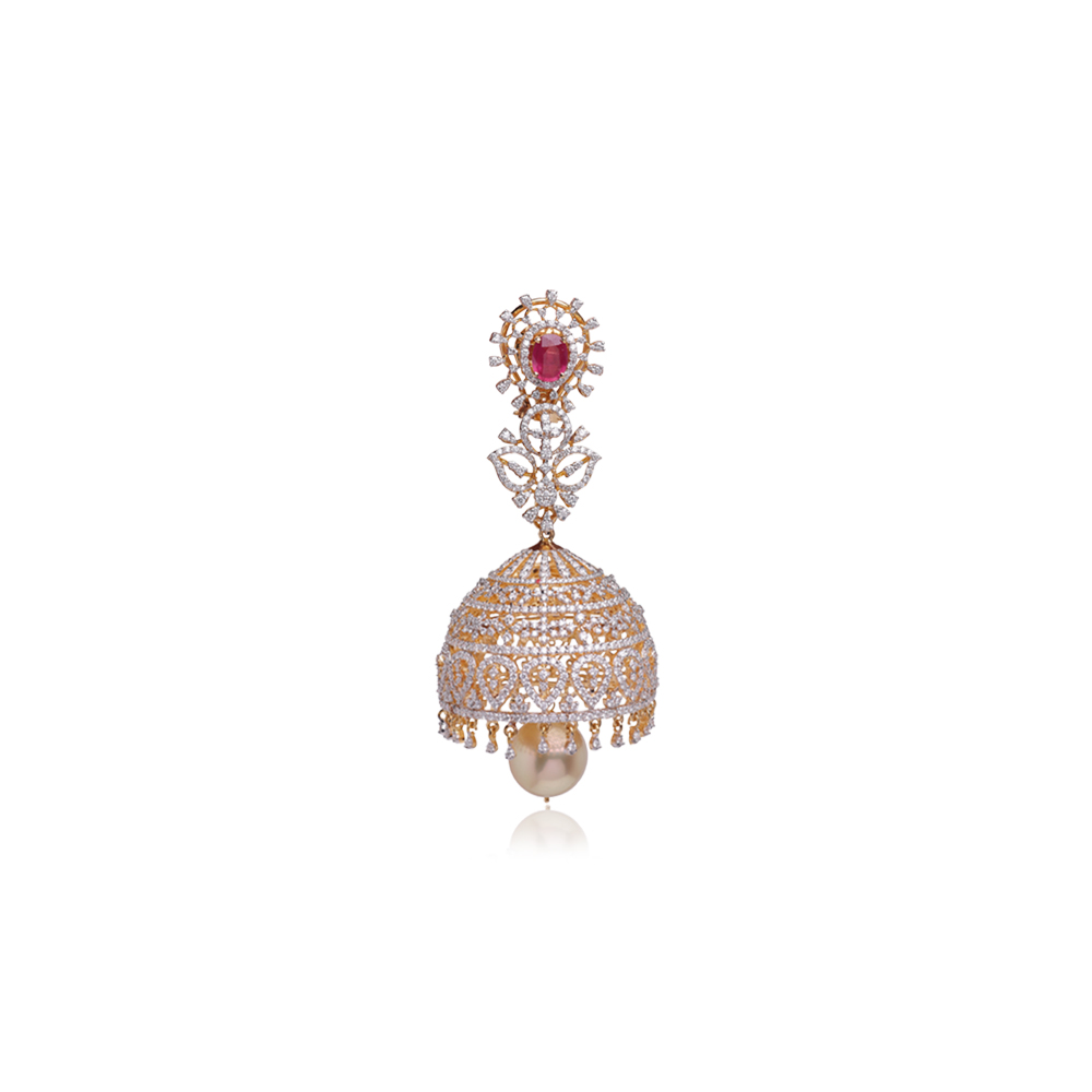 Elegant Rubies & Diamond Jhumkas Elegant Rubies & Diamond Jhumkas