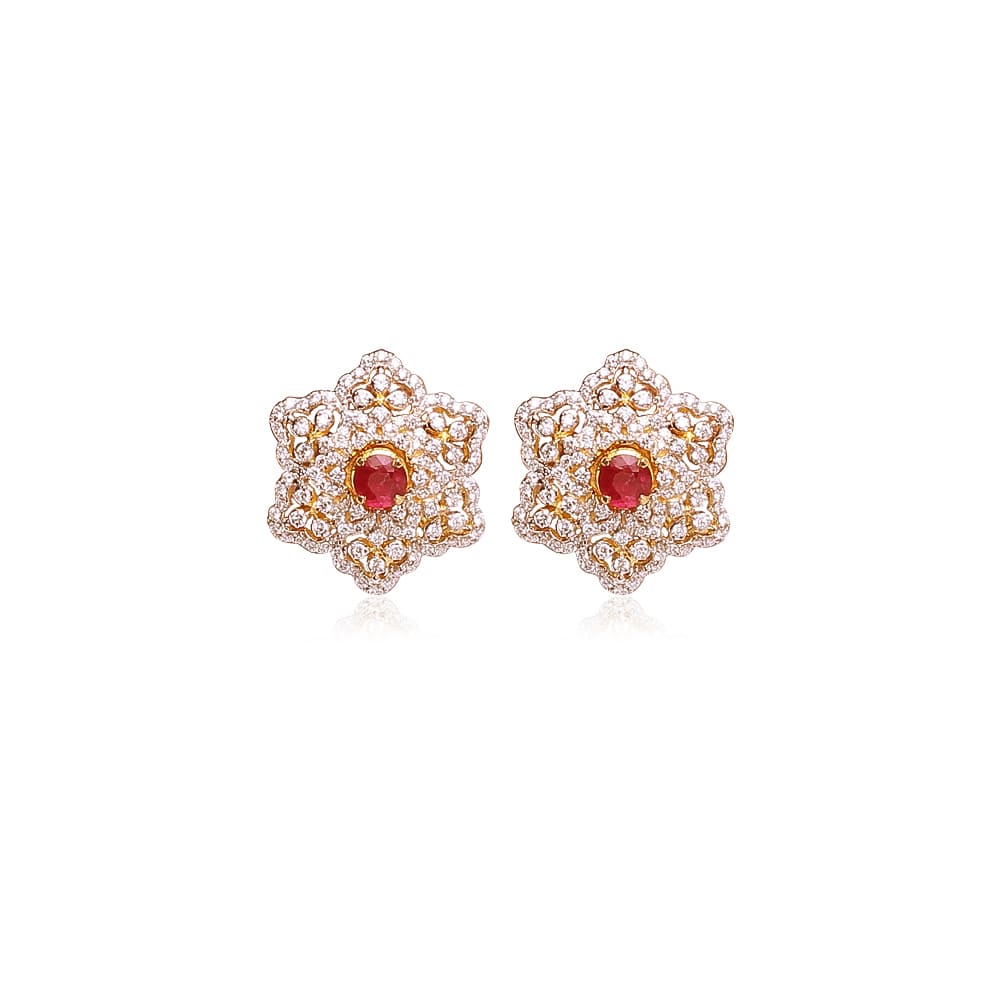 Curvy Floral Diamond Studs Curvy Floral Diamond Studs