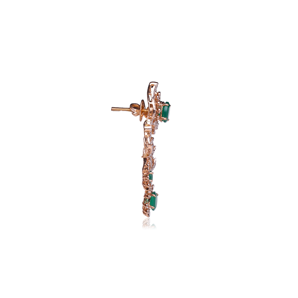 Emerald Studded Diamond Earrings Emerald Studded Diamond Earrings