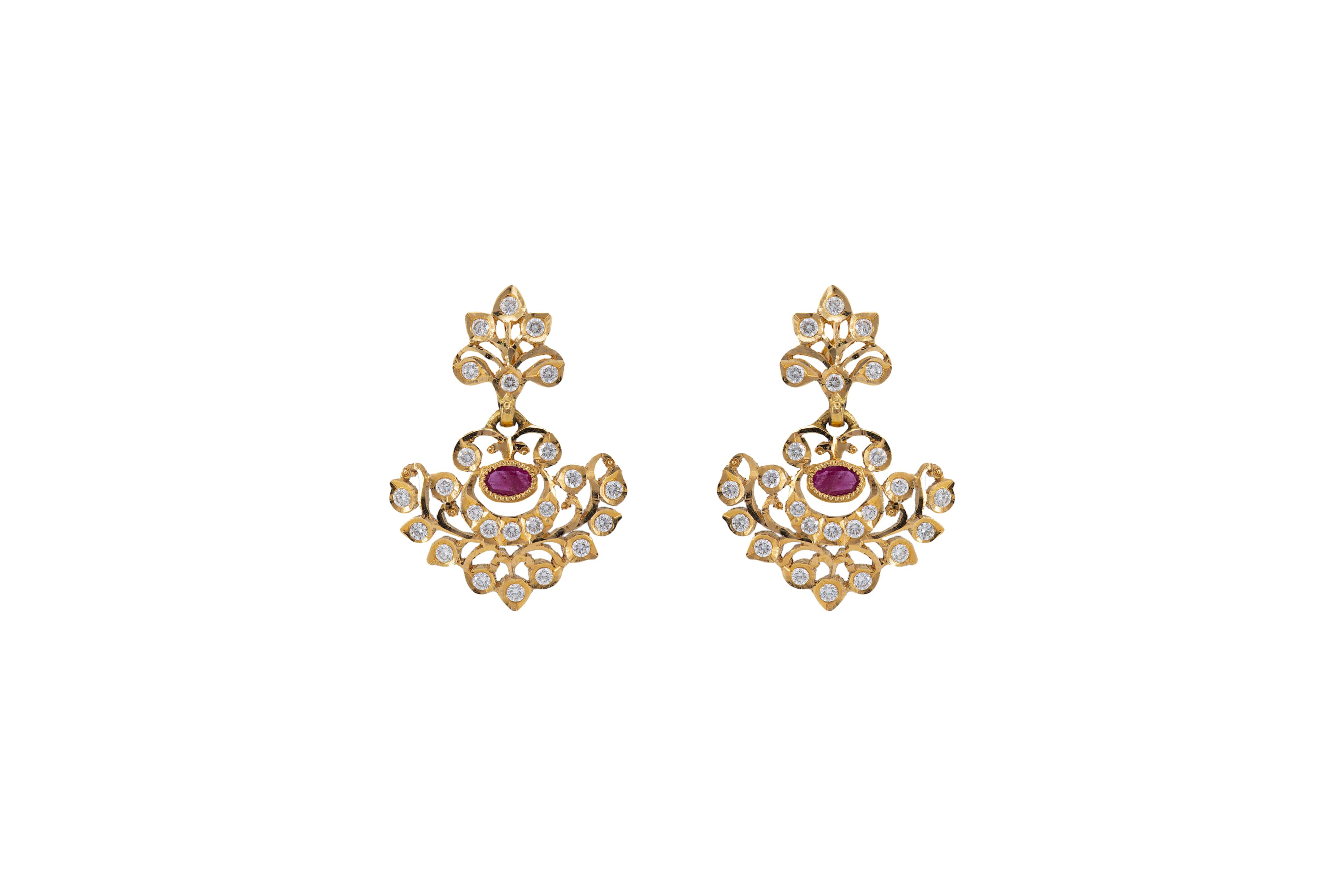 Intricate Leaf Diamond Earrings