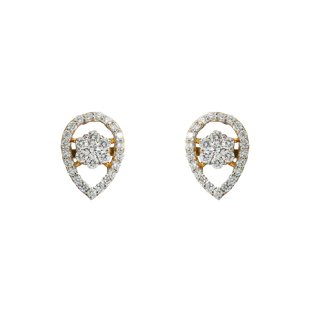 Pear-shaped Floral Diamond Studs