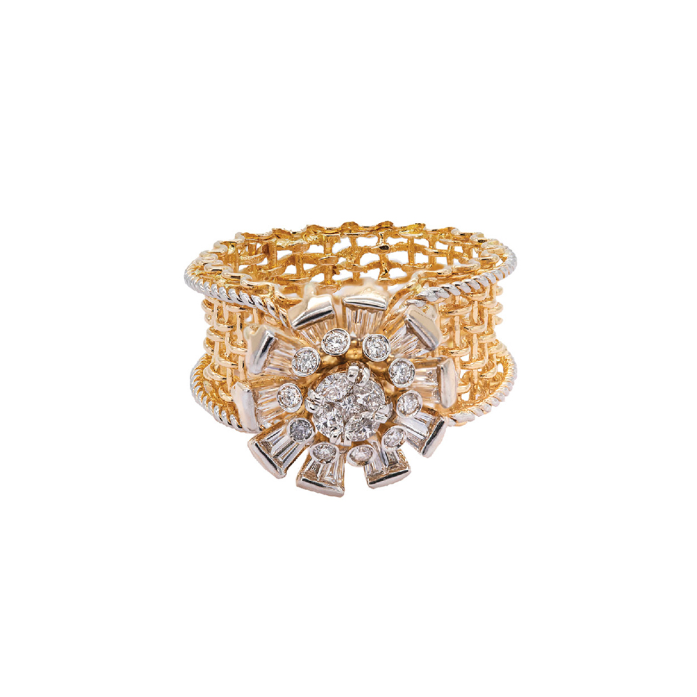 Floral mesh Cocktail Ring