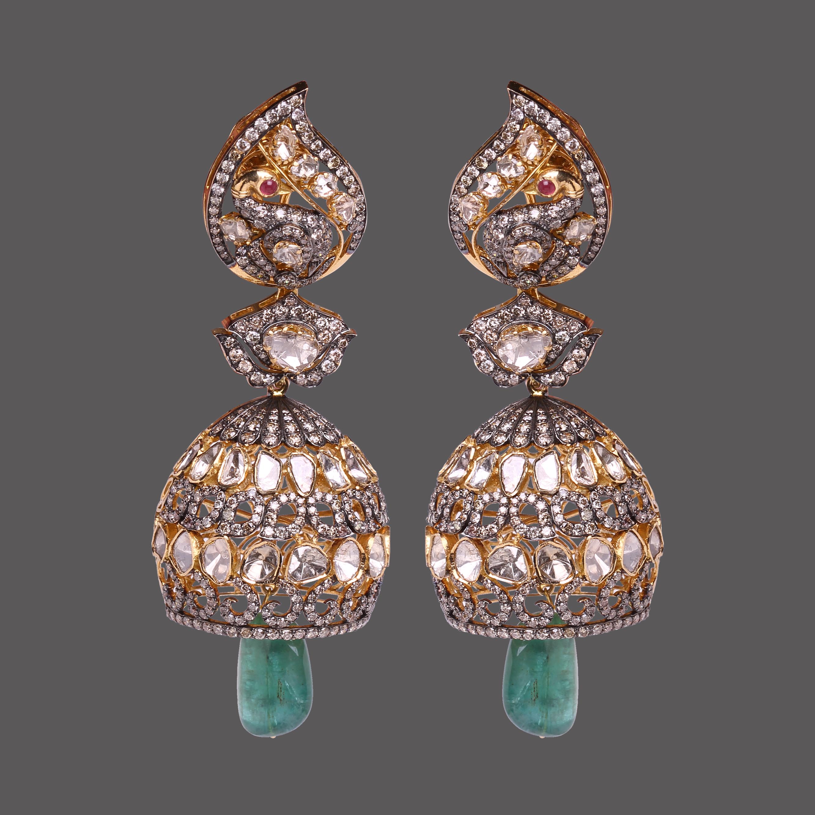 Peacock Heritage Polki Earrings Peacock Heritage Polki Earrings