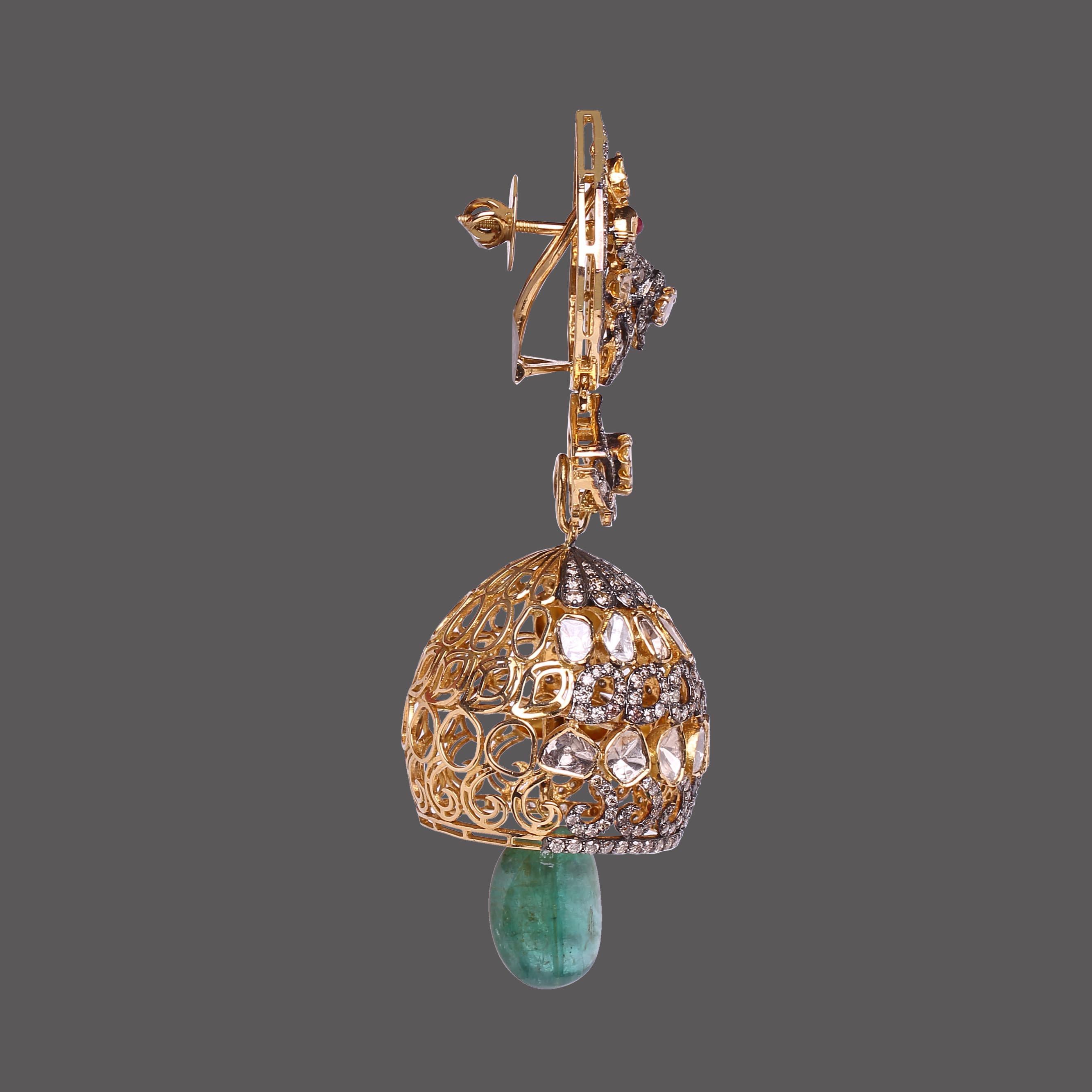 Peacock Heritage Polki Earrings Peacock Heritage Polki Earrings