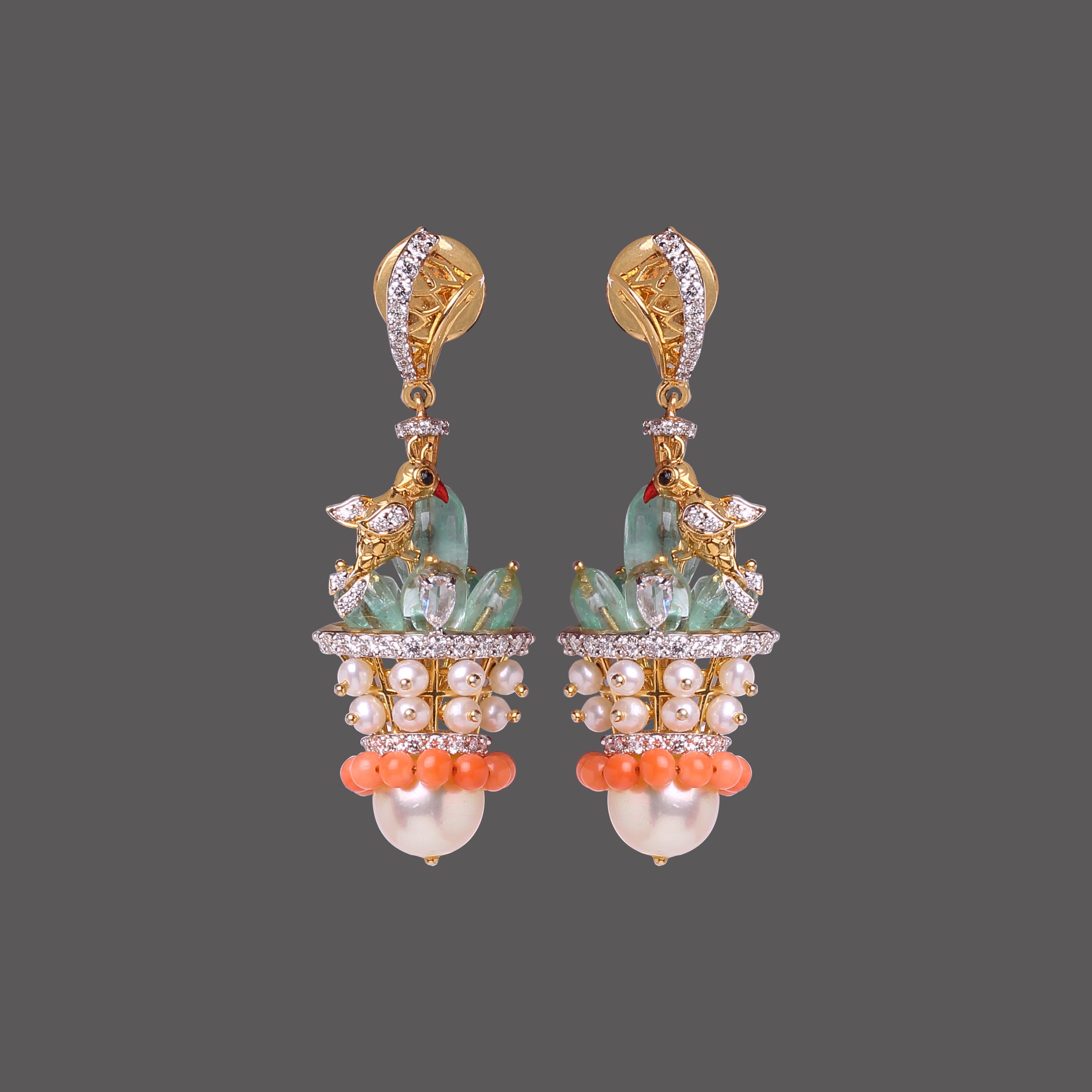 Diamond Bird Motif Earrings Diamond Bird Motif Earrings