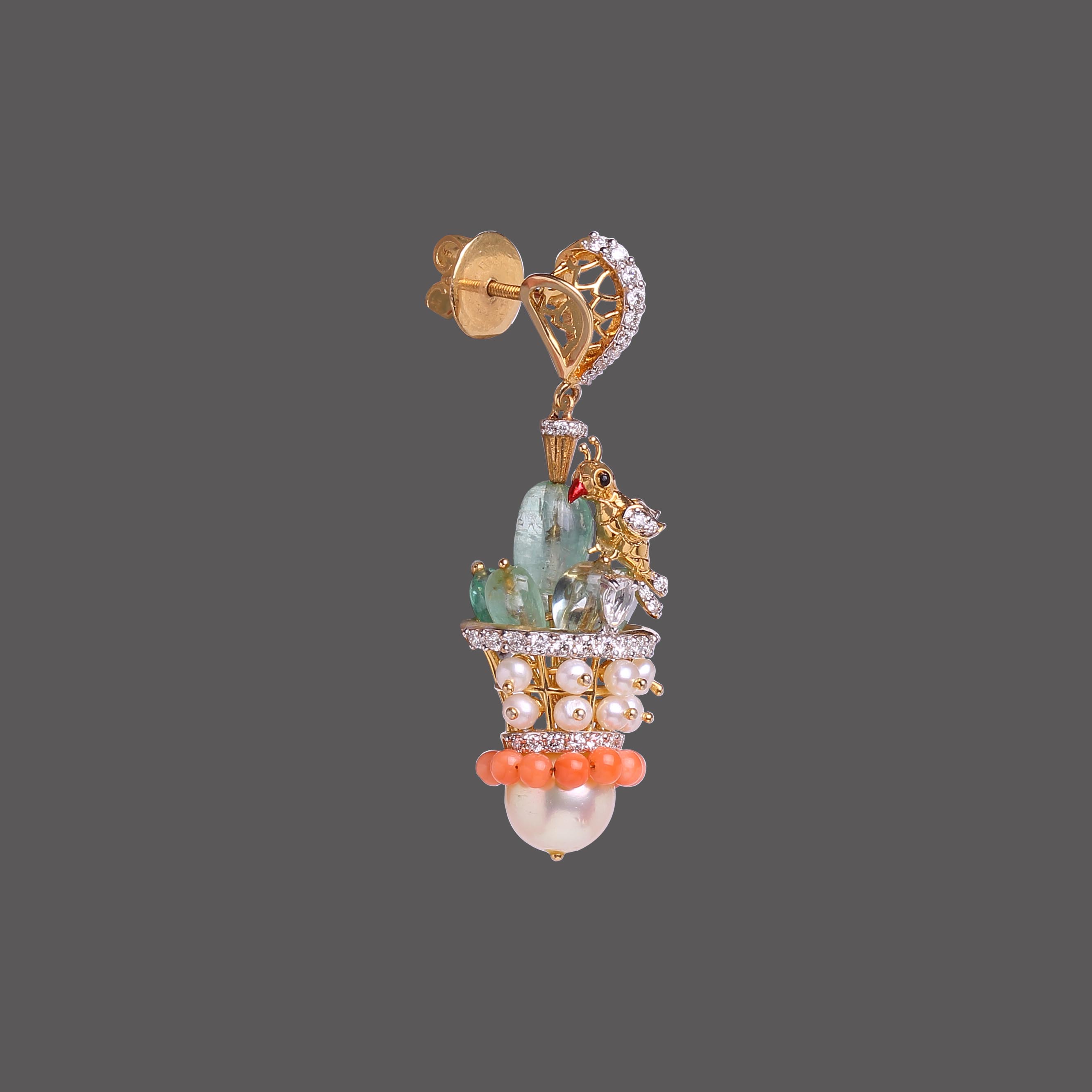 Diamond Bird Motif Earrings Diamond Bird Motif Earrings