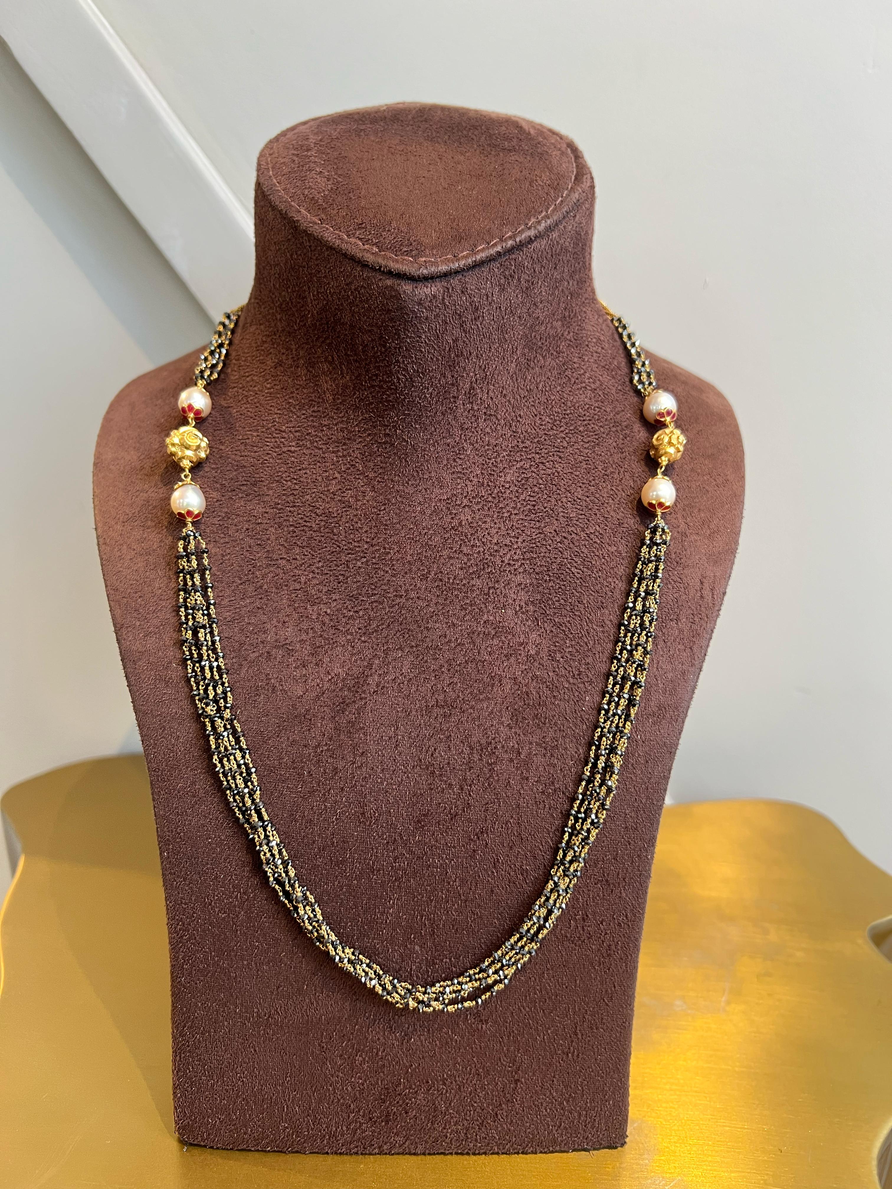 Black Diamond beads with pearl and nakshi ball Black Diamond beads with pearl and nakshi ball