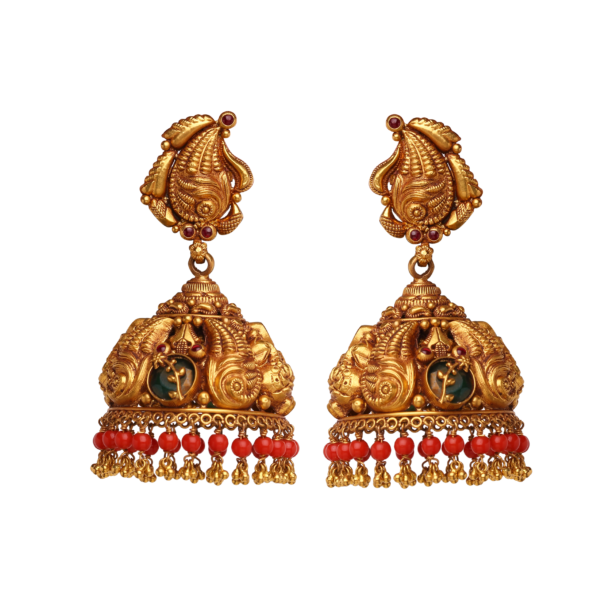 Coral Gold Jhumkis Coral Gold Jhumkis