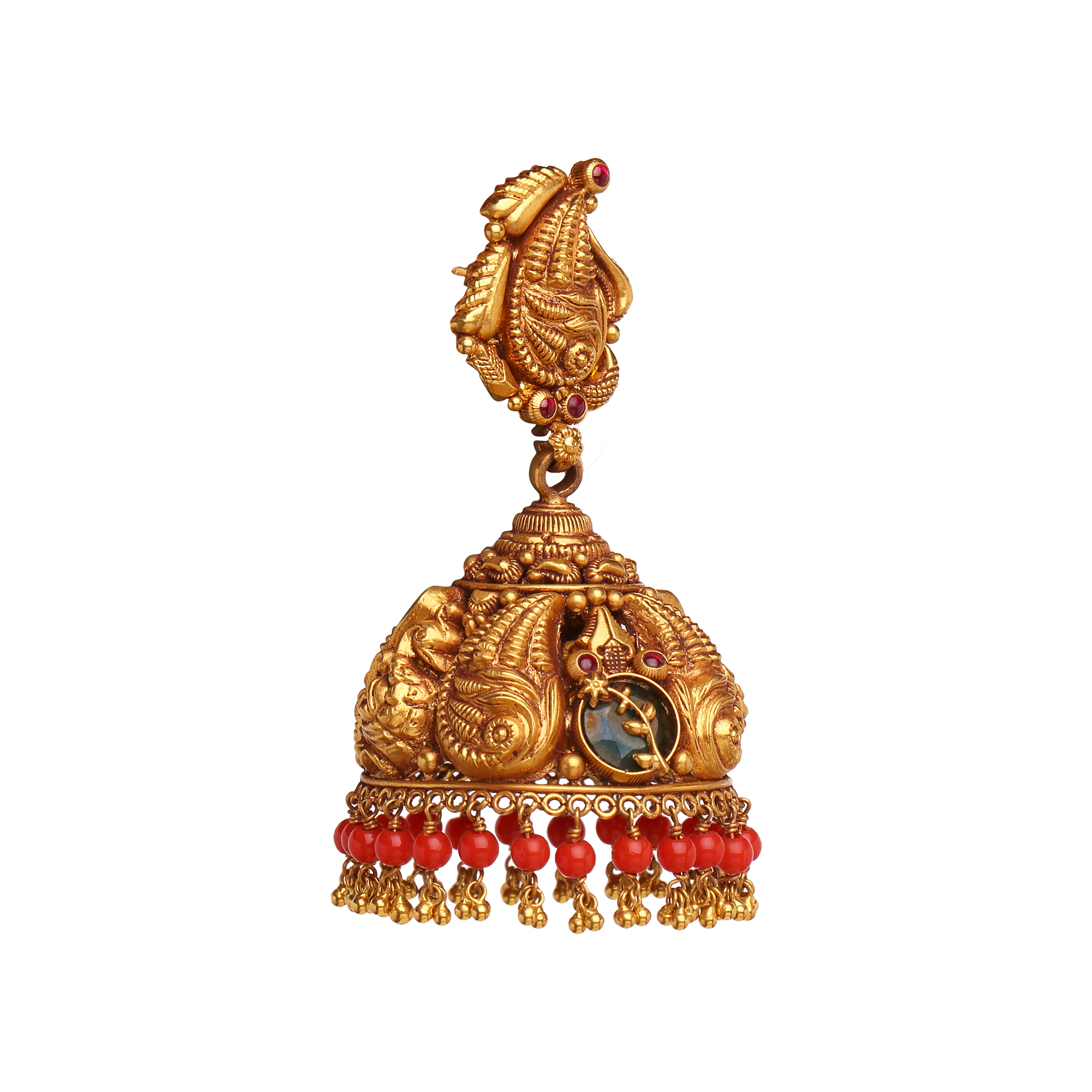Coral Gold Jhumkis Coral Gold Jhumkis