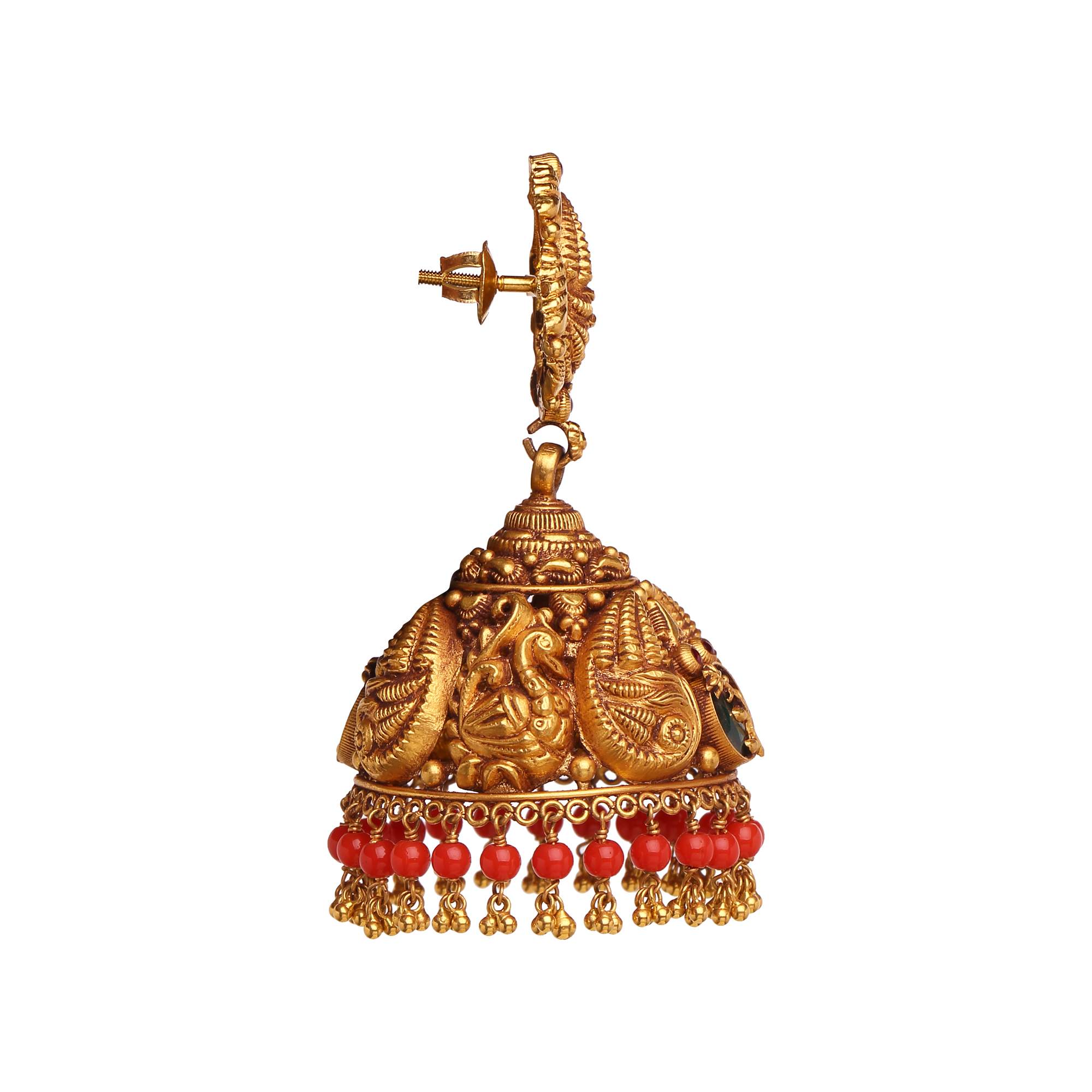 Coral Gold Jhumkis Coral Gold Jhumkis