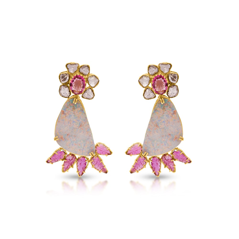 Pink Opal Polki Earrings Pink Opal Polki Earrings