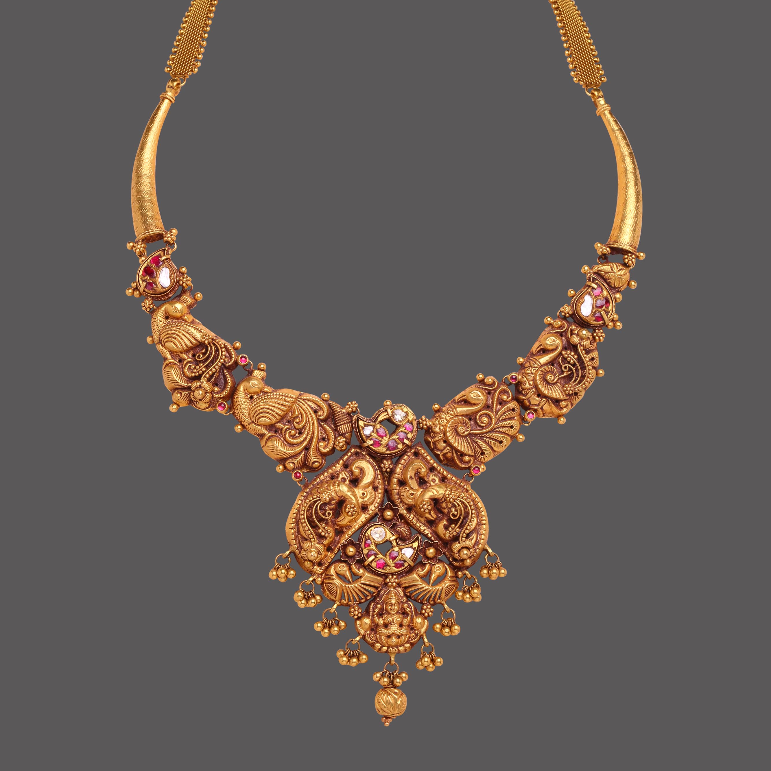Peacock Ruby Studded Necklace Peacock Ruby Studded Necklace