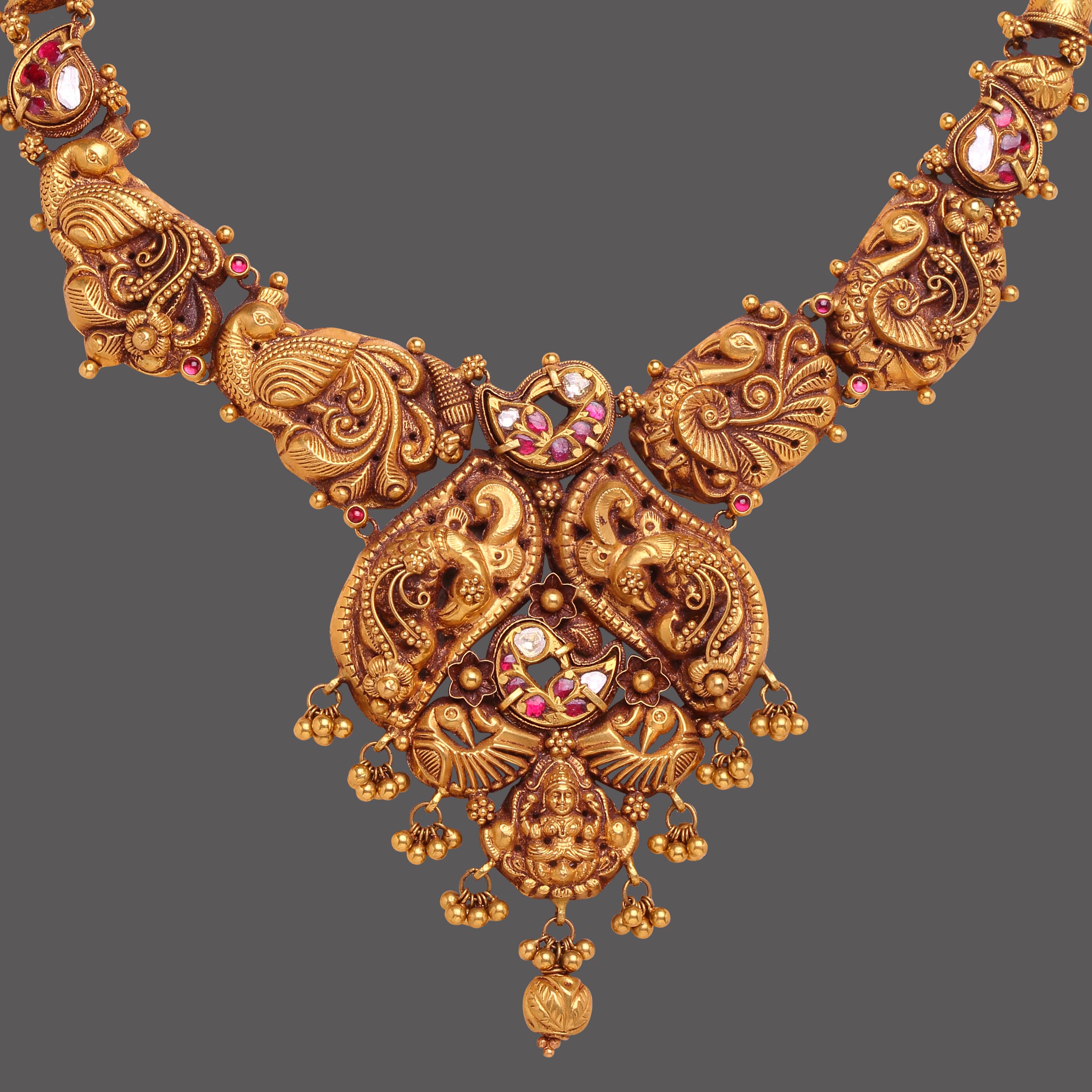Peacock Ruby Studded Necklace Peacock Ruby Studded Necklace