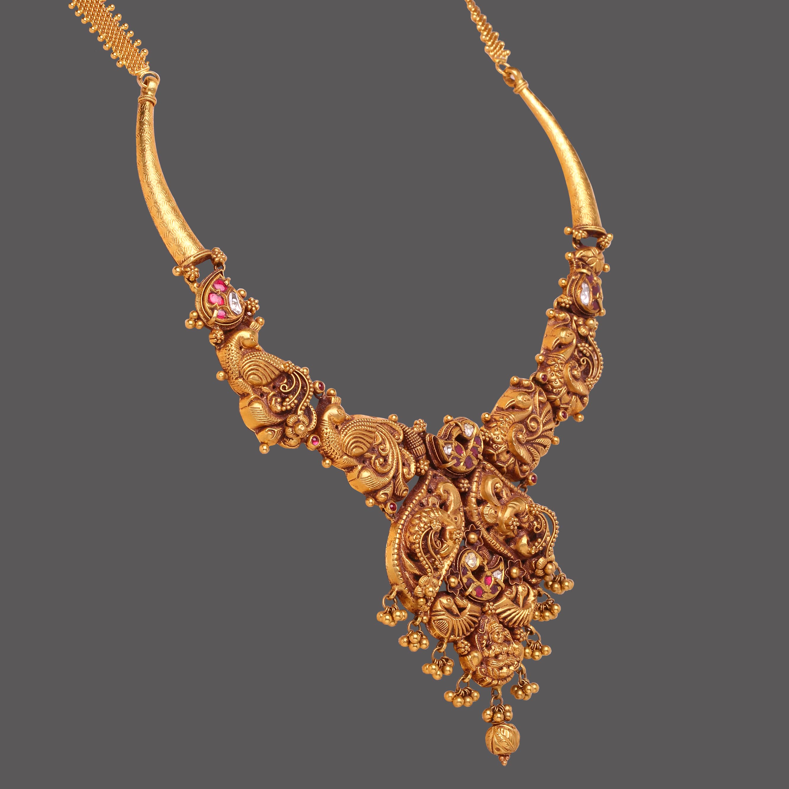 Peacock Ruby Studded Necklace Peacock Ruby Studded Necklace