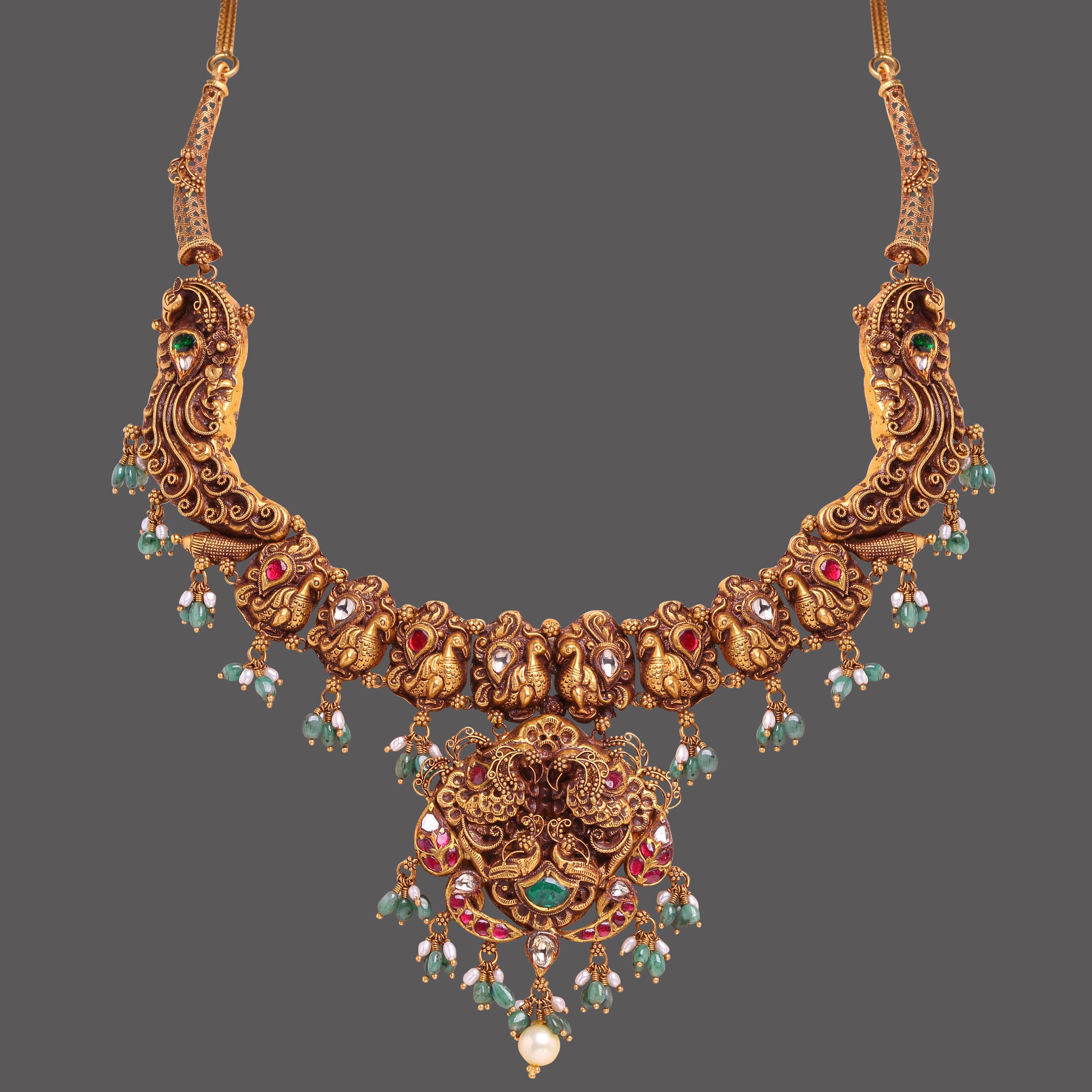 Peacock Inspired Nakshi Necklace