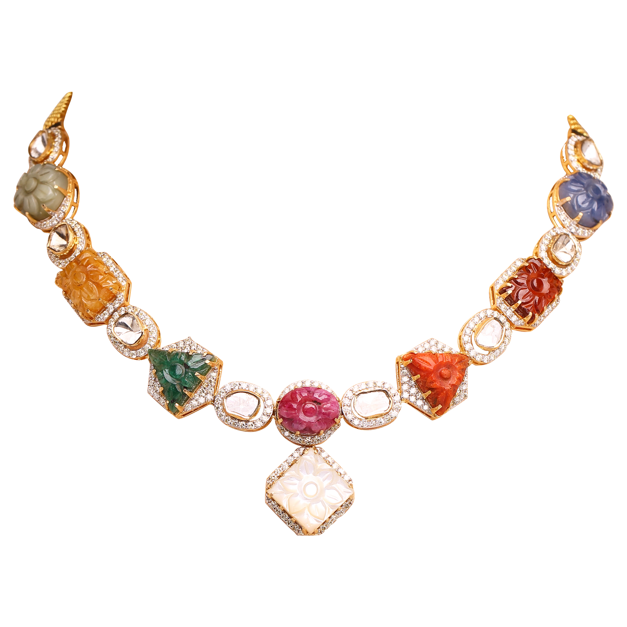 Navaratan Polki Necklace Navaratan Polki Necklace