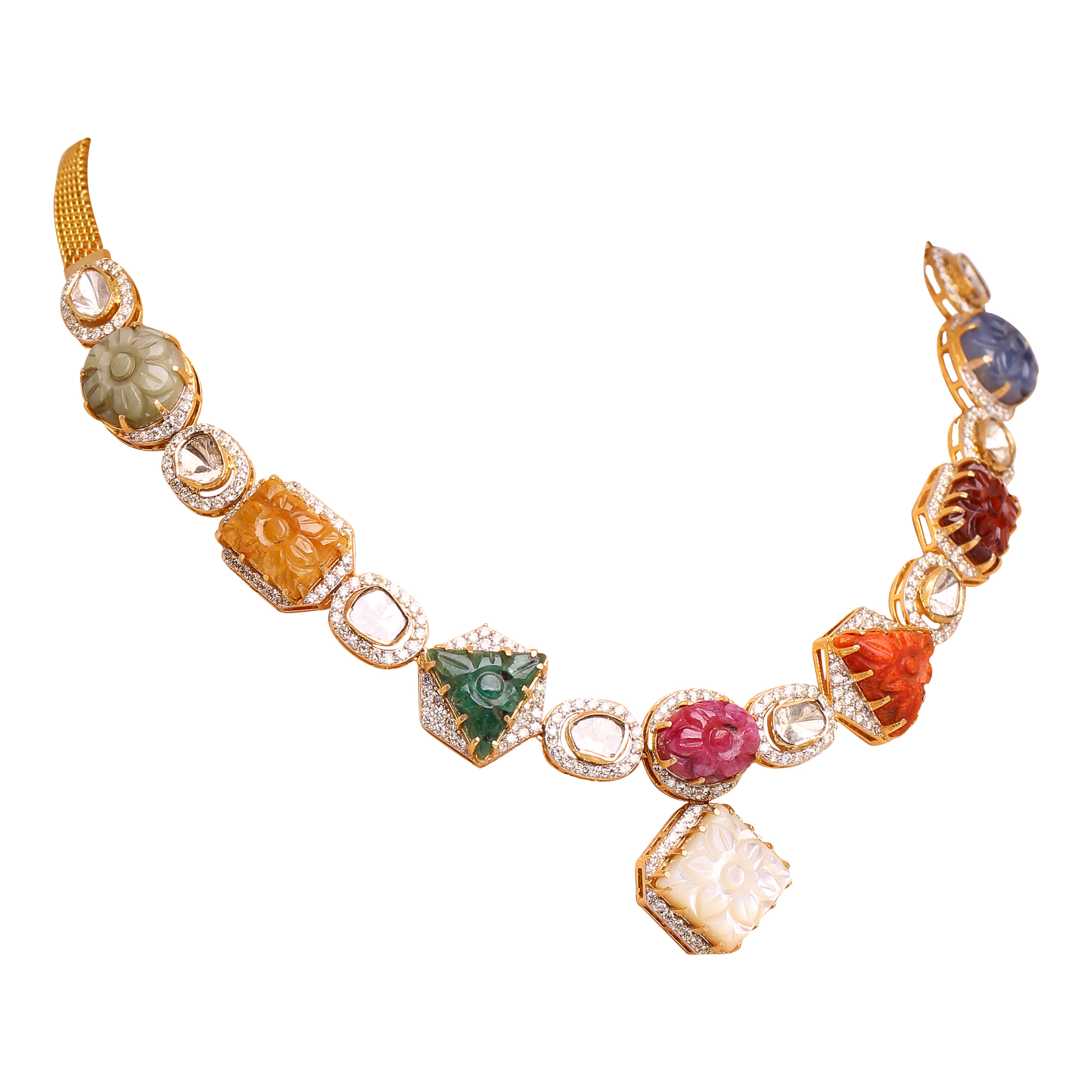 Navaratan Polki Necklace Navaratan Polki Necklace