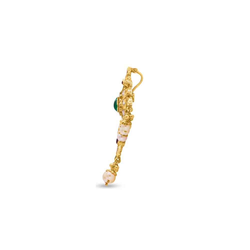 Trio of Gold, Pearls and Polki Pendant Trio of Gold, Pearls and Polki Pendant
