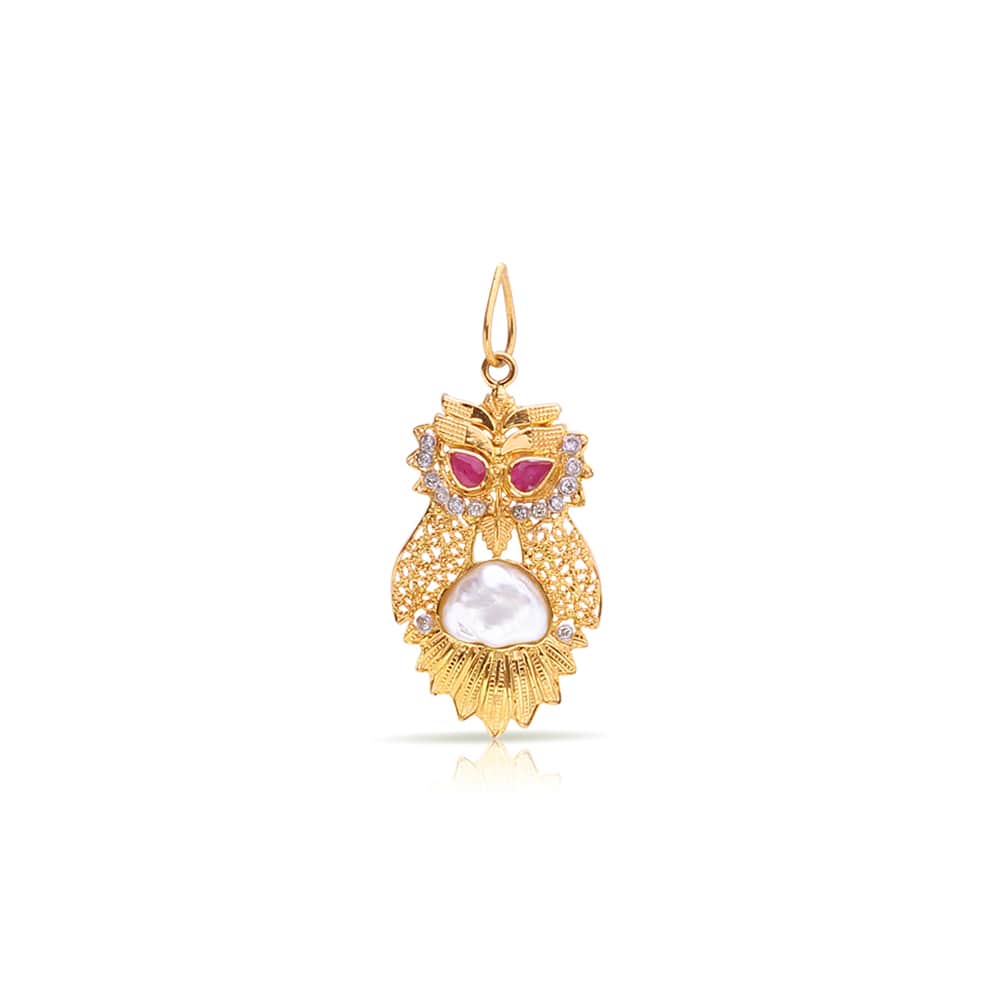 Owl Filigree Polki Locket Owl Filigree Polki Locket