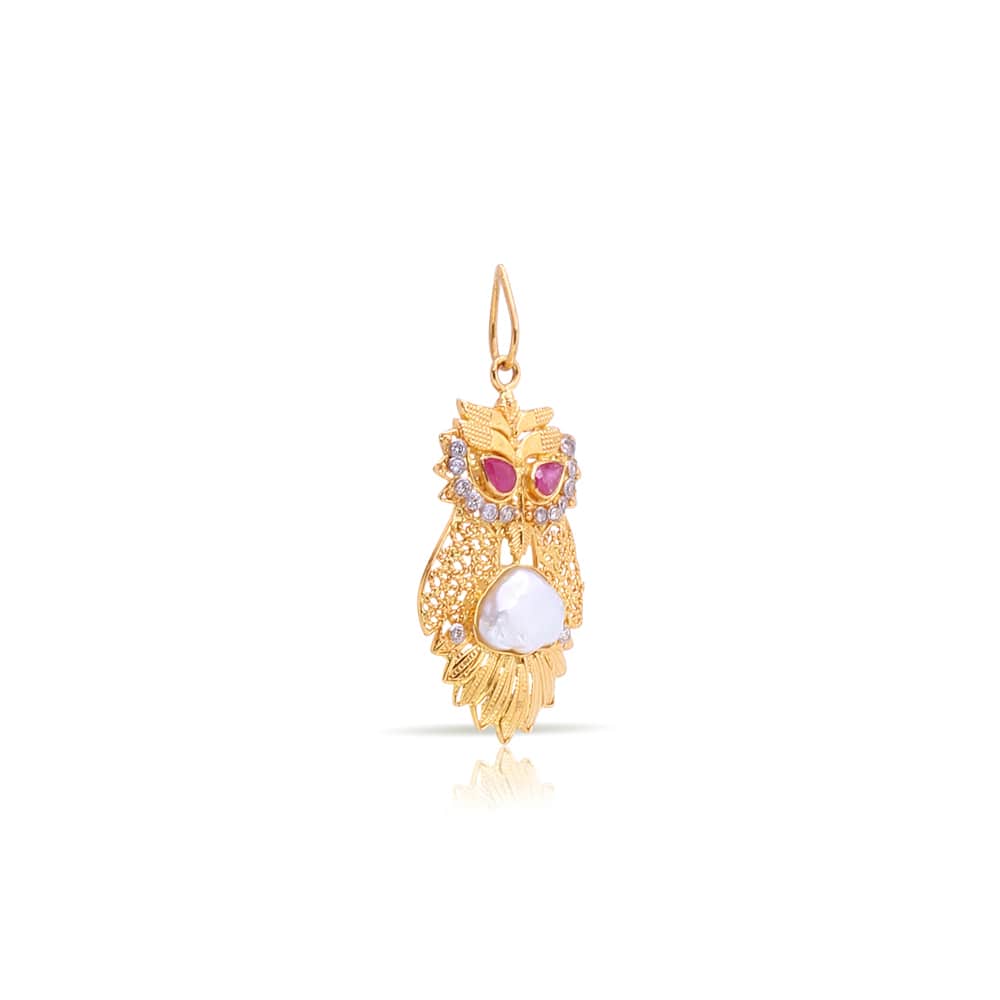 Owl Filigree Polki Locket Owl Filigree Polki Locket