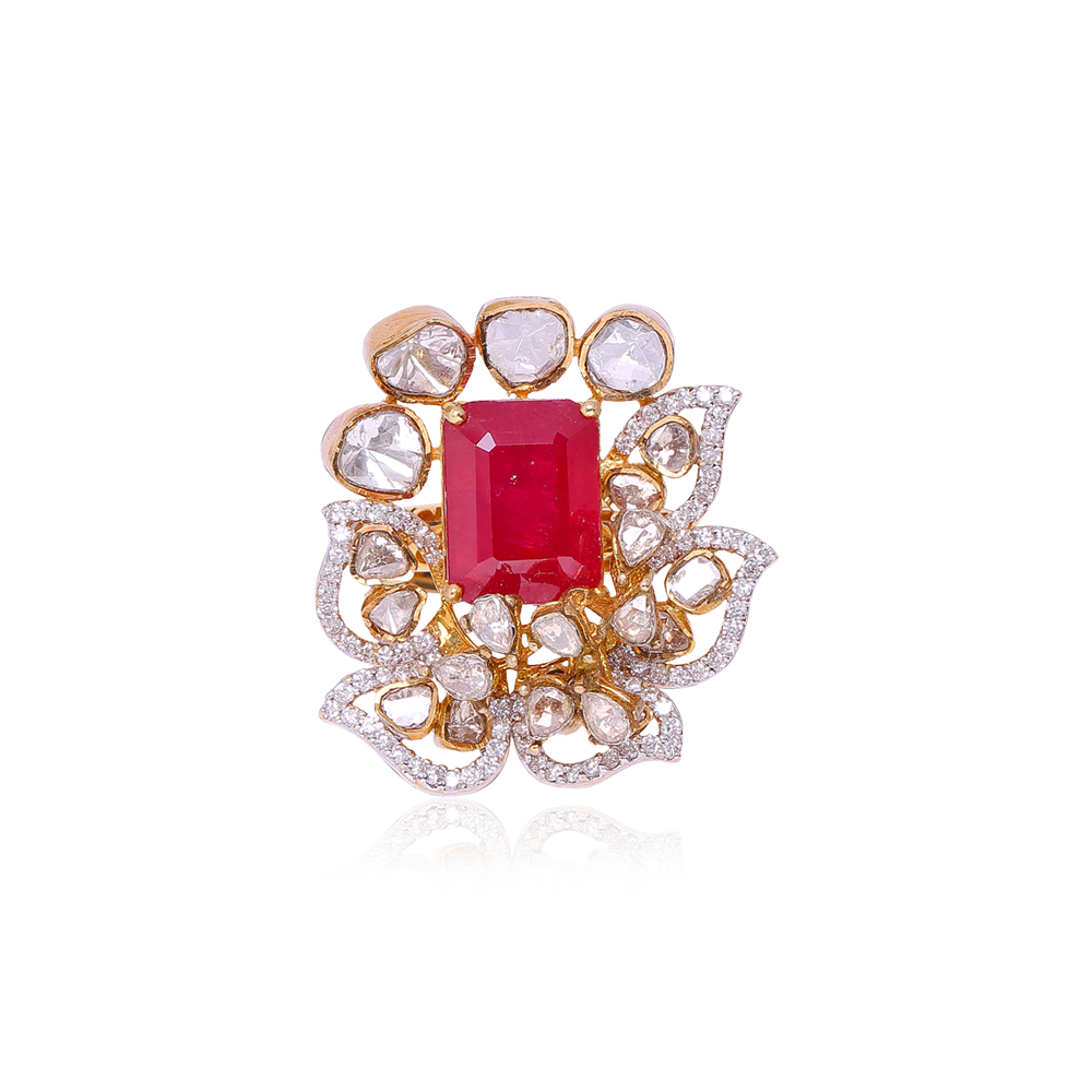 Overlapping Leaf Ruby Ring Overlapping Leaf Ruby Ring
