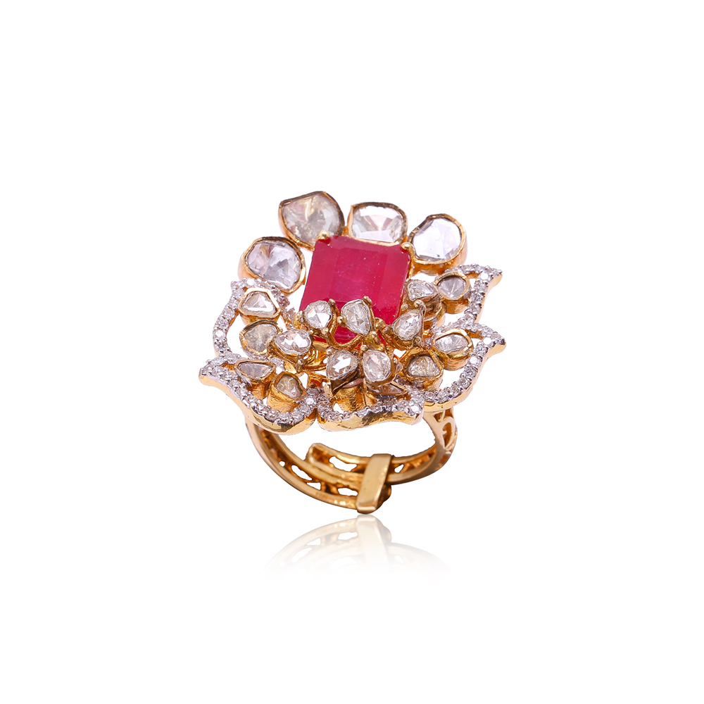 Overlapping Leaf Ruby Ring Overlapping Leaf Ruby Ring