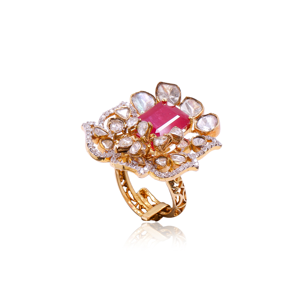Overlapping Leaf Ruby Ring Overlapping Leaf Ruby Ring