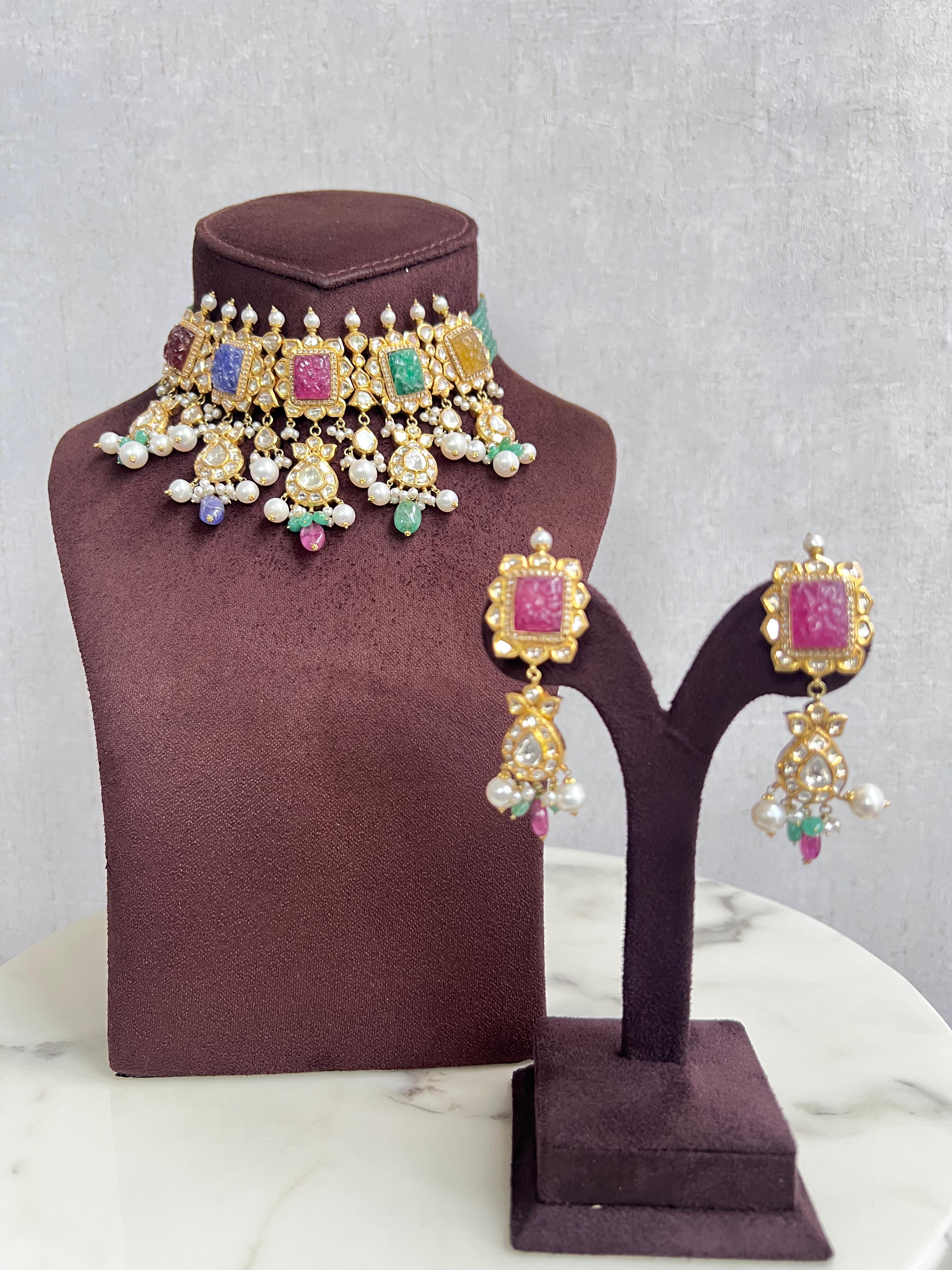 Kundan setting Navratan Polki set