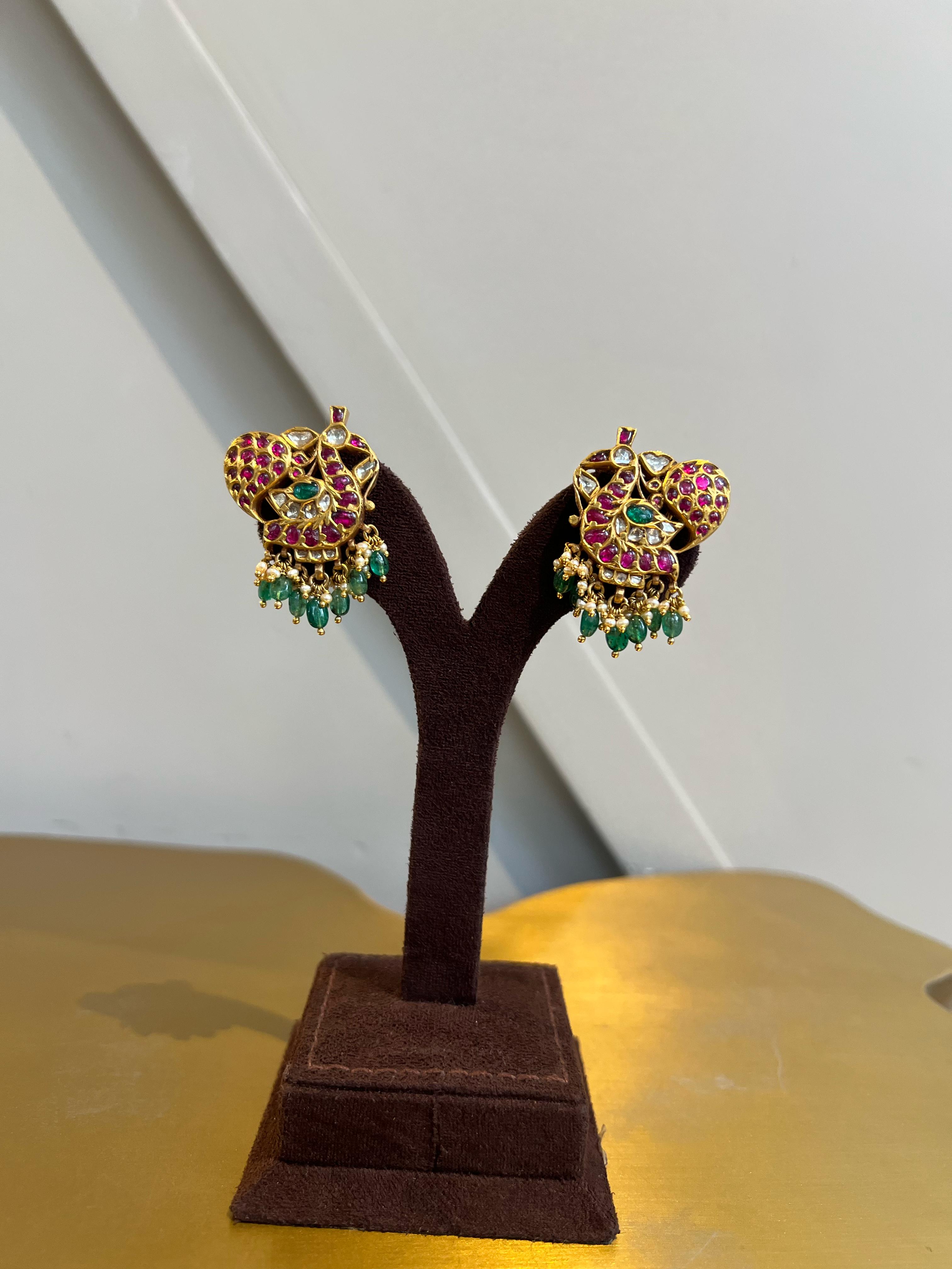 Peacock Motif Kundan Tops