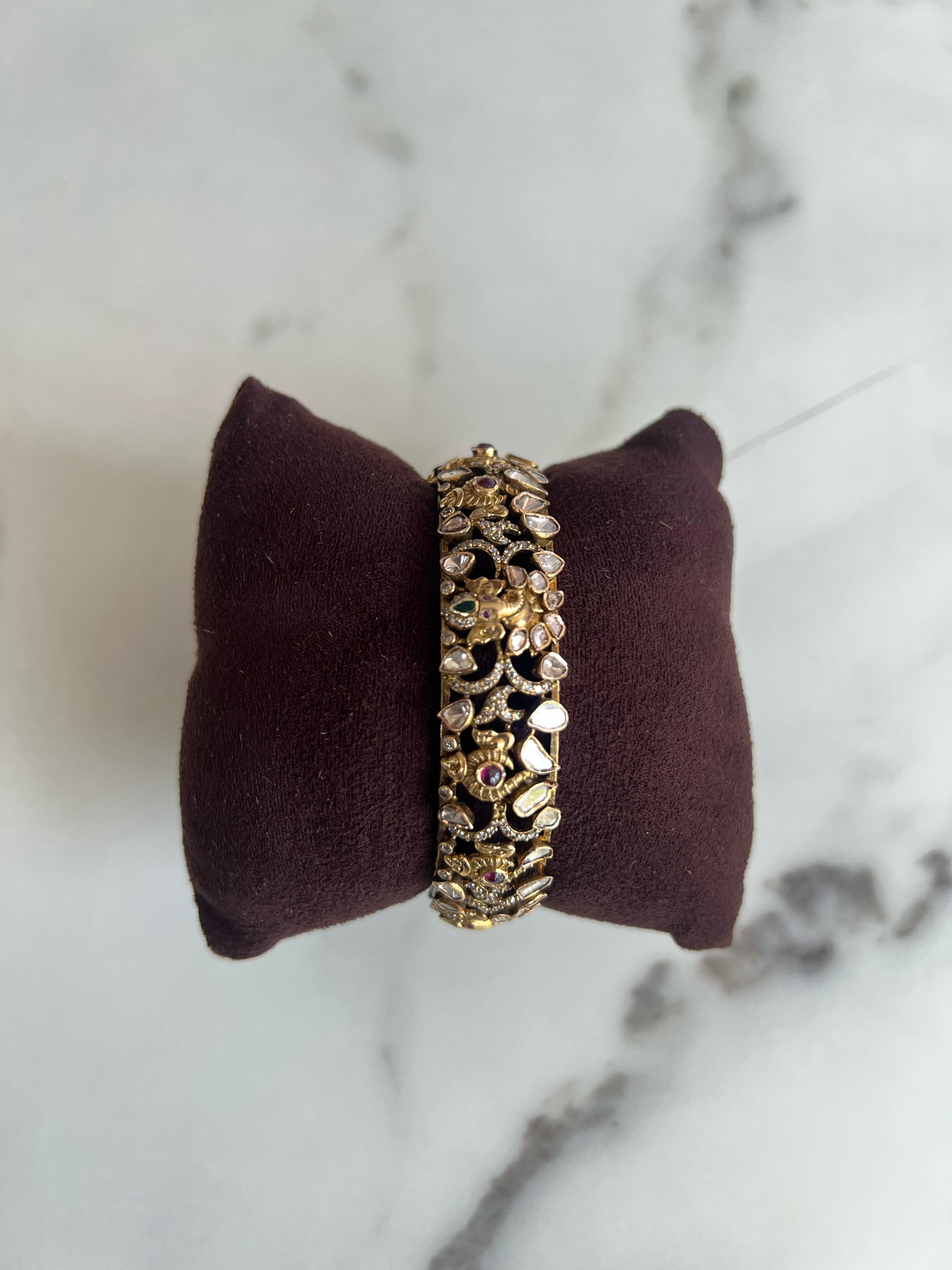 Victorian polki bangle with Ganesha motif Victorian polki bangle with Ganesha motif