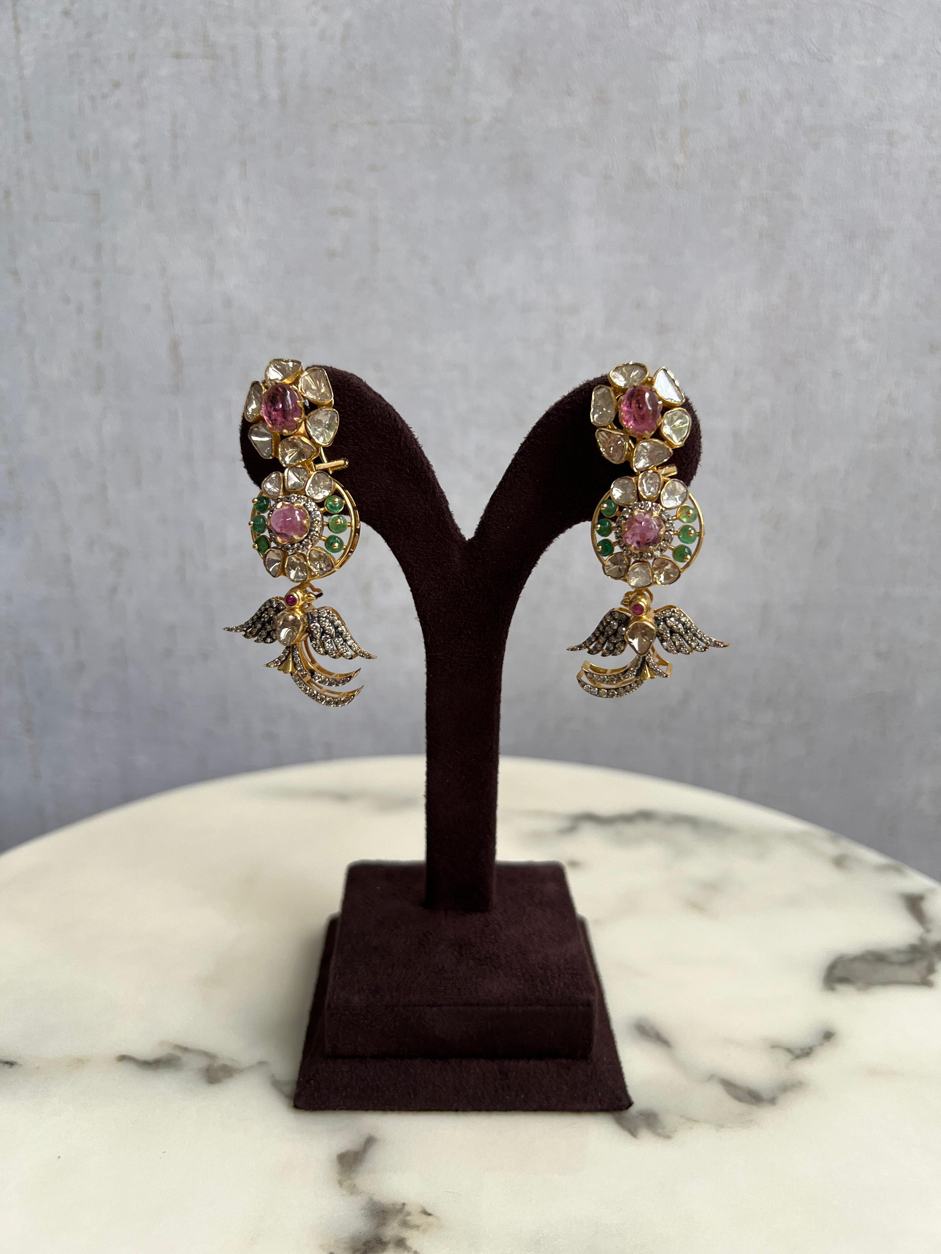 Parrot Motif Polki Hangings