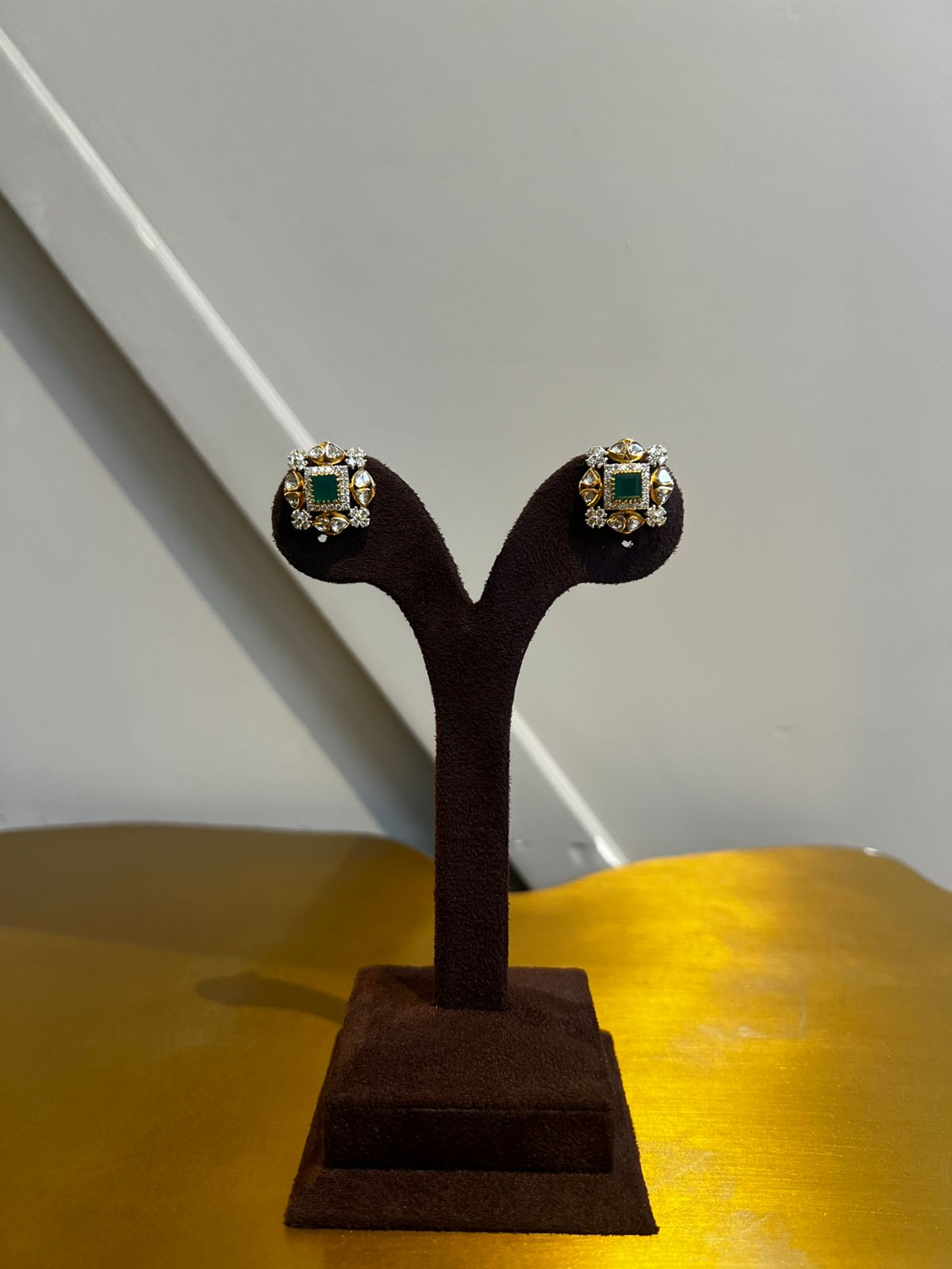 Lovely Polki Earrings with Emerald