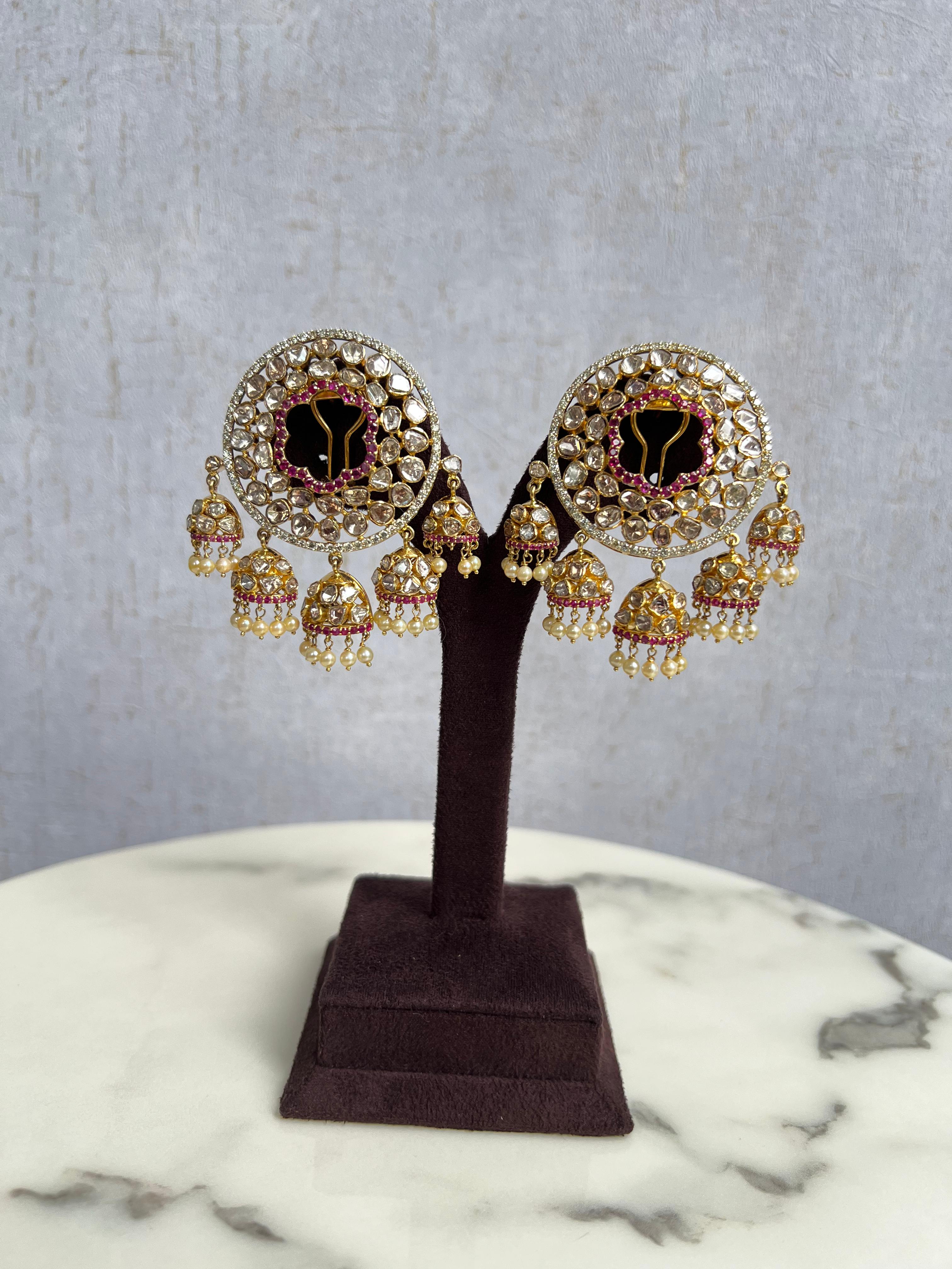 Statement Polki Stud with Jumkies