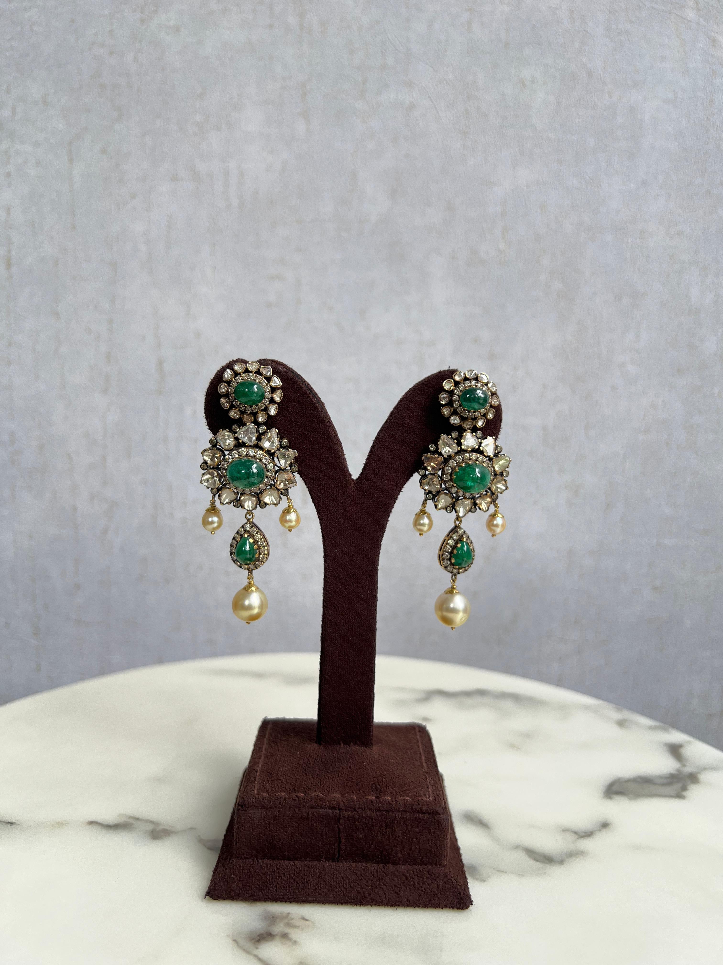 Ethnic Polki Earrings with Emerald