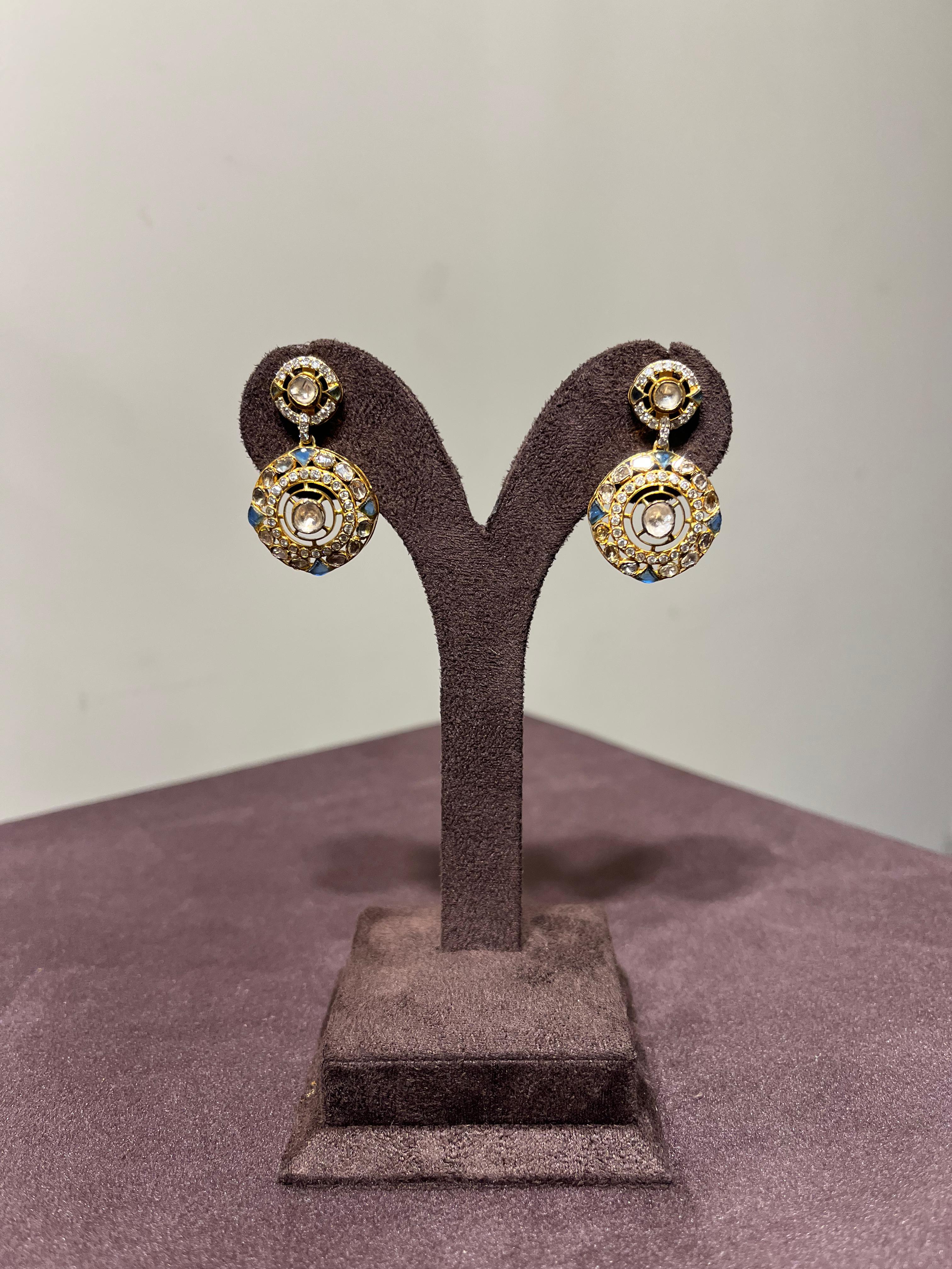 Sophisticated Polki Earrings with Tanzanite