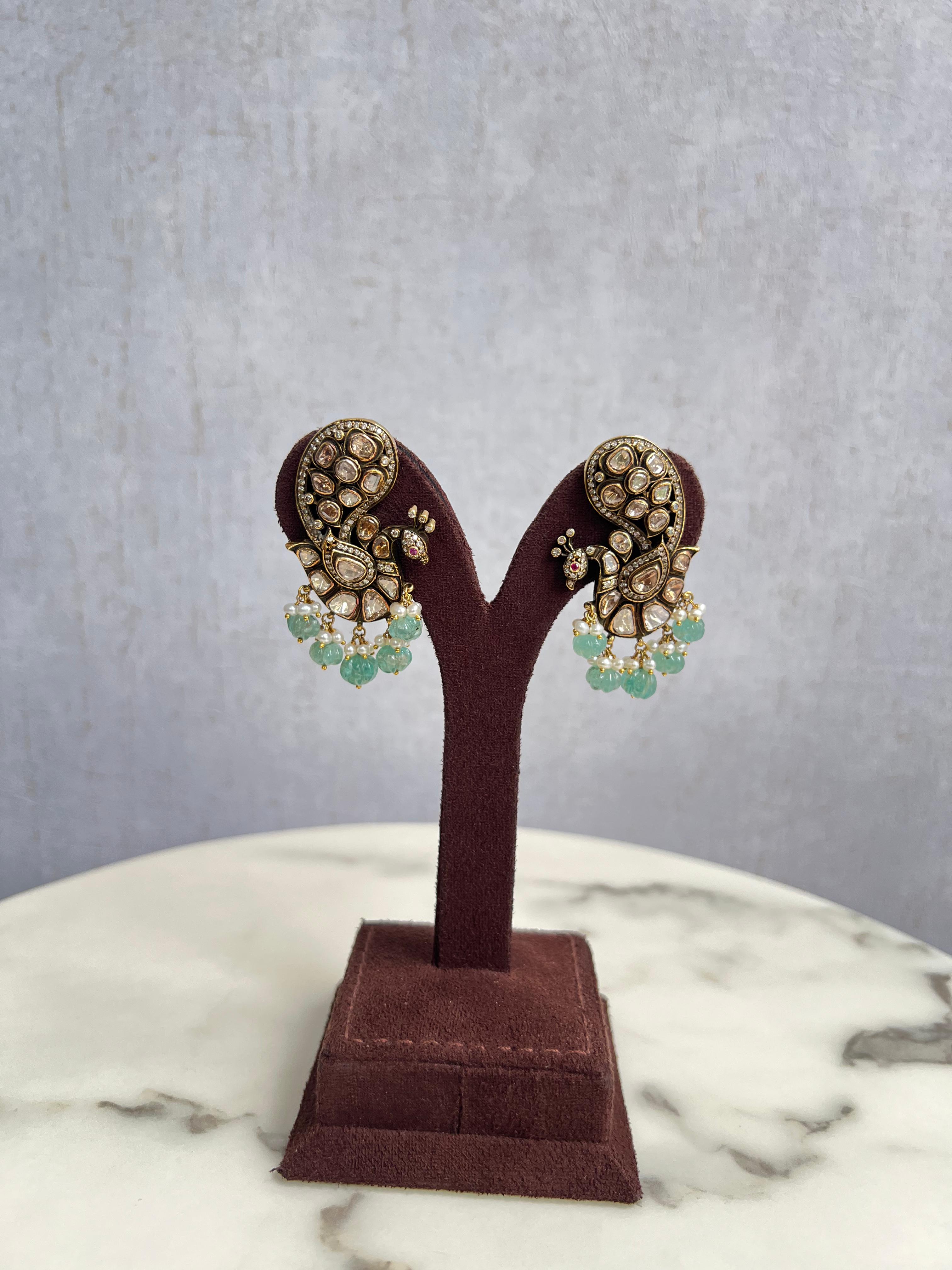 Peacock Motif Victorian Earrings