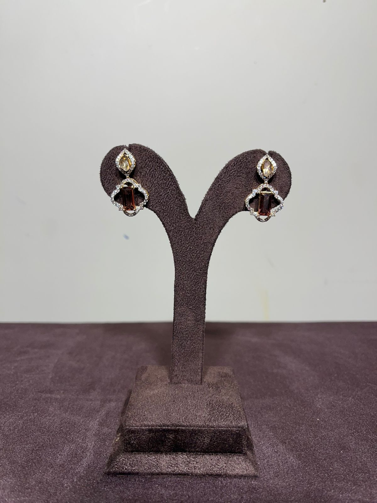 Intricate Polki Earrings with Tourmaline